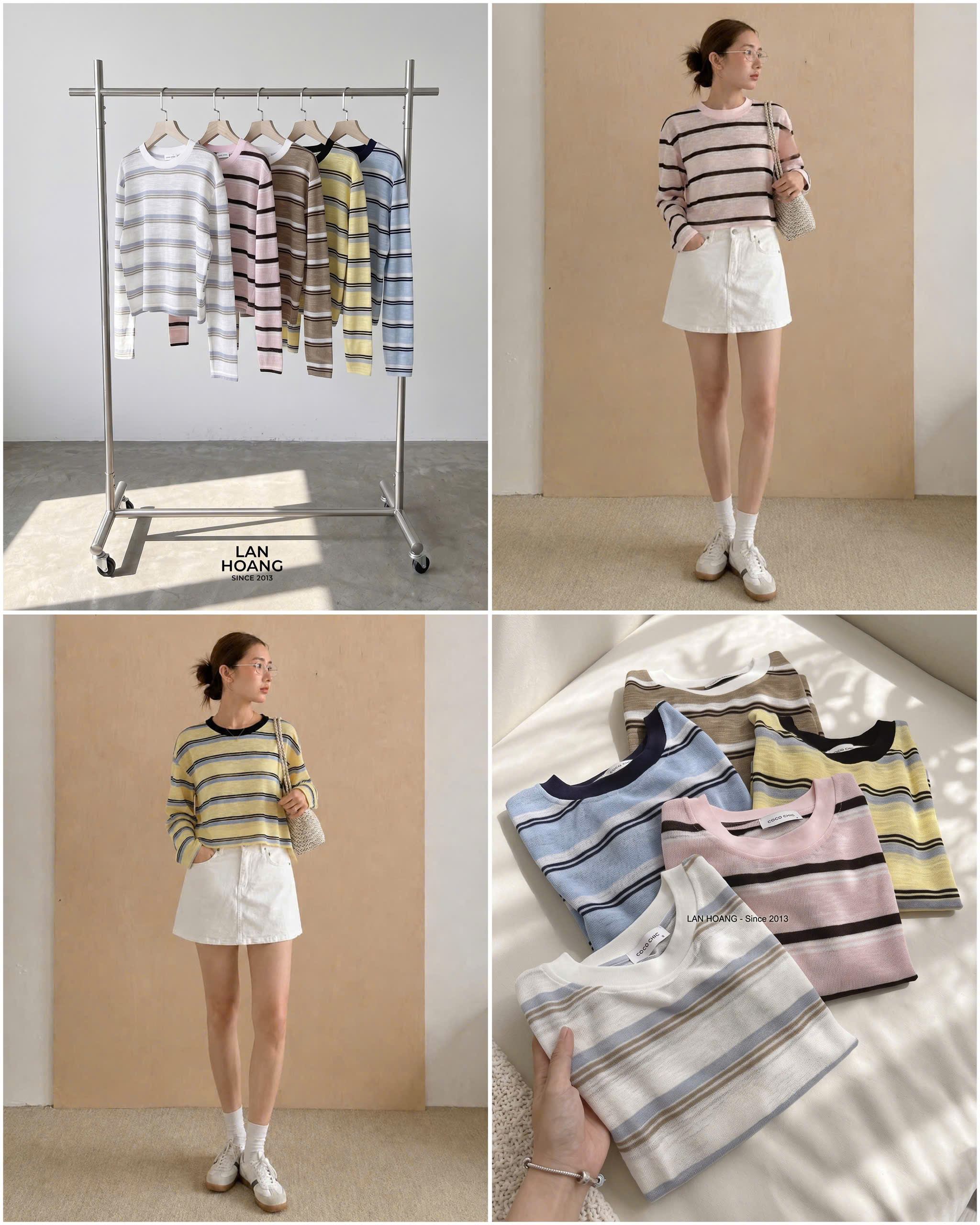 Phông giấy xước Coco chic hoạ tiết kẻ 16674