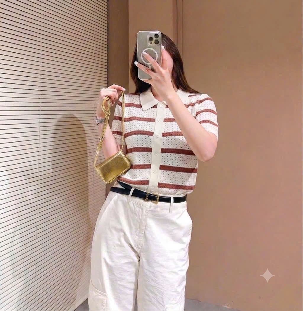 Polo Kẻ Dệt Kim Massimo 16605 - KẺ XANH - S