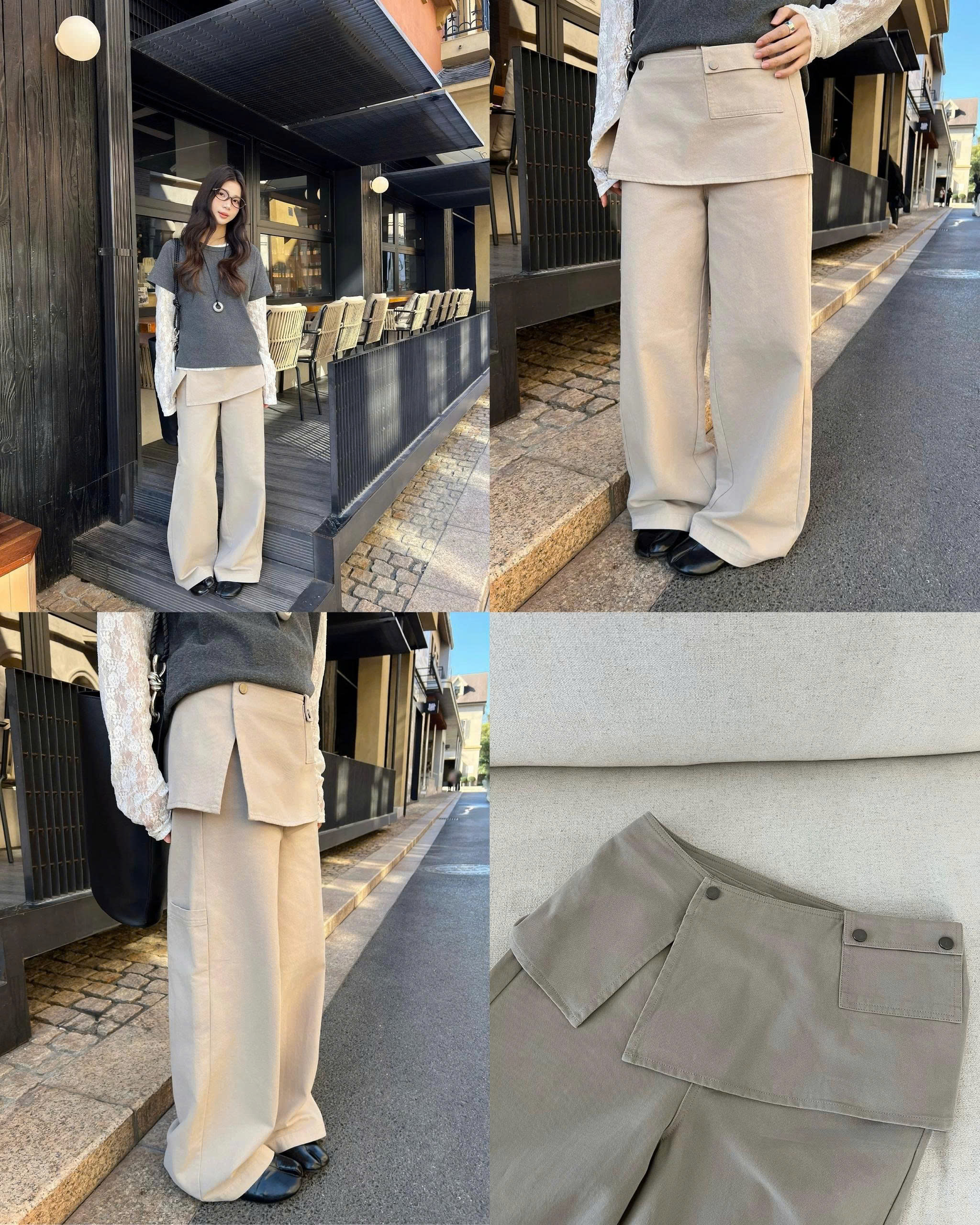 Quần Kaki yếm Ghi 16255