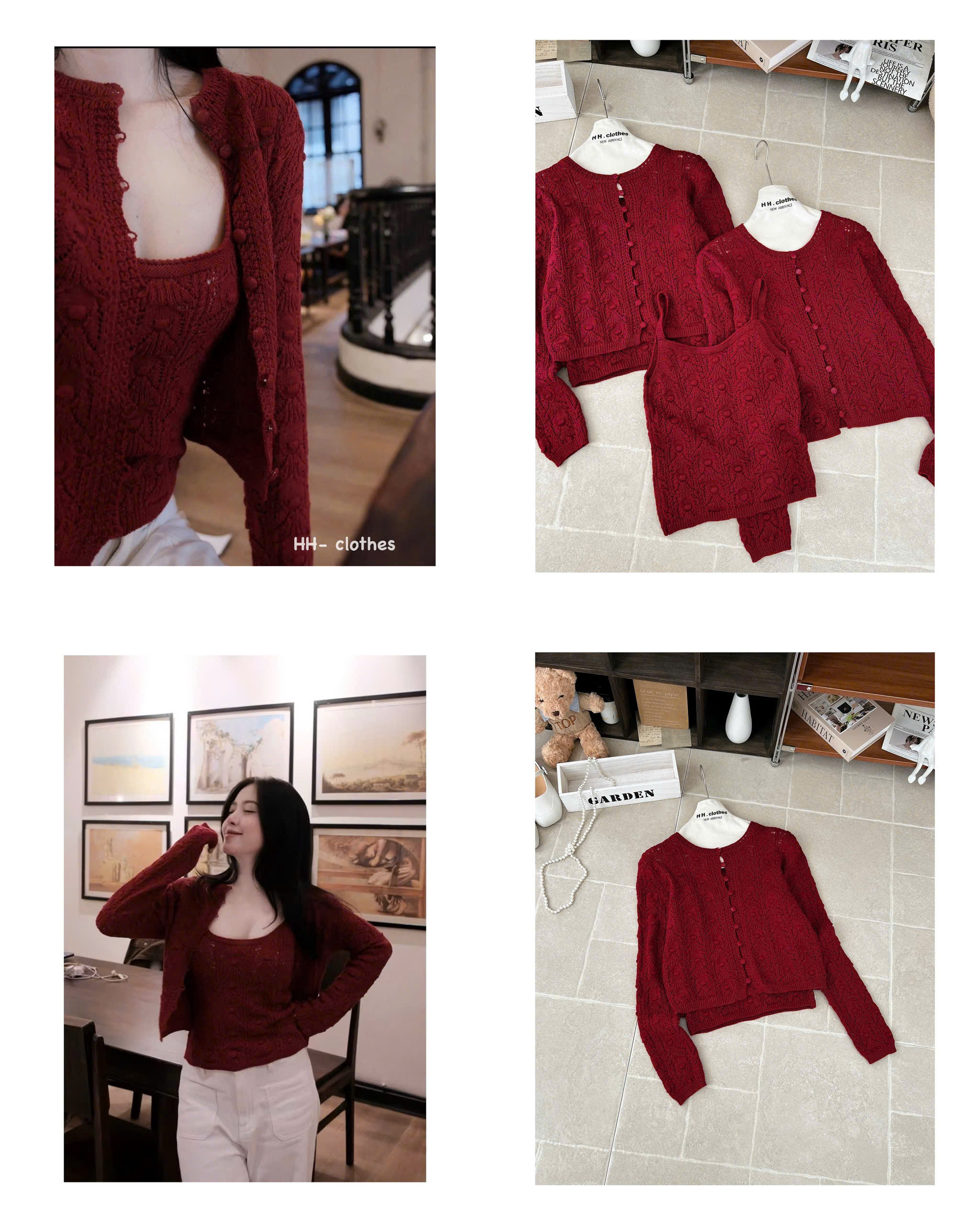 Set Áo 2 Dây & Cardigan Len Wgwe 16115