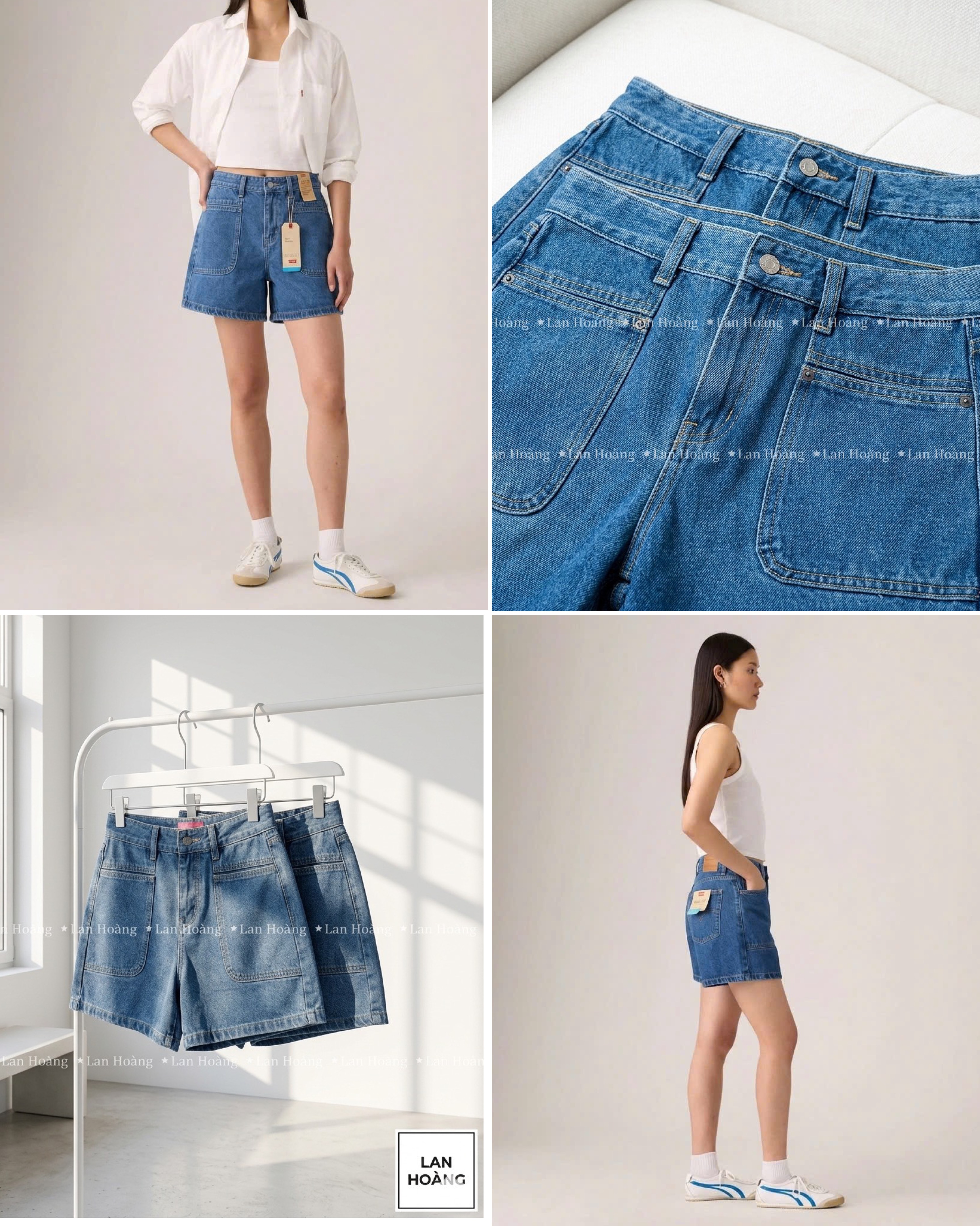Short Jean Lv Túi Trước Dư Xịn