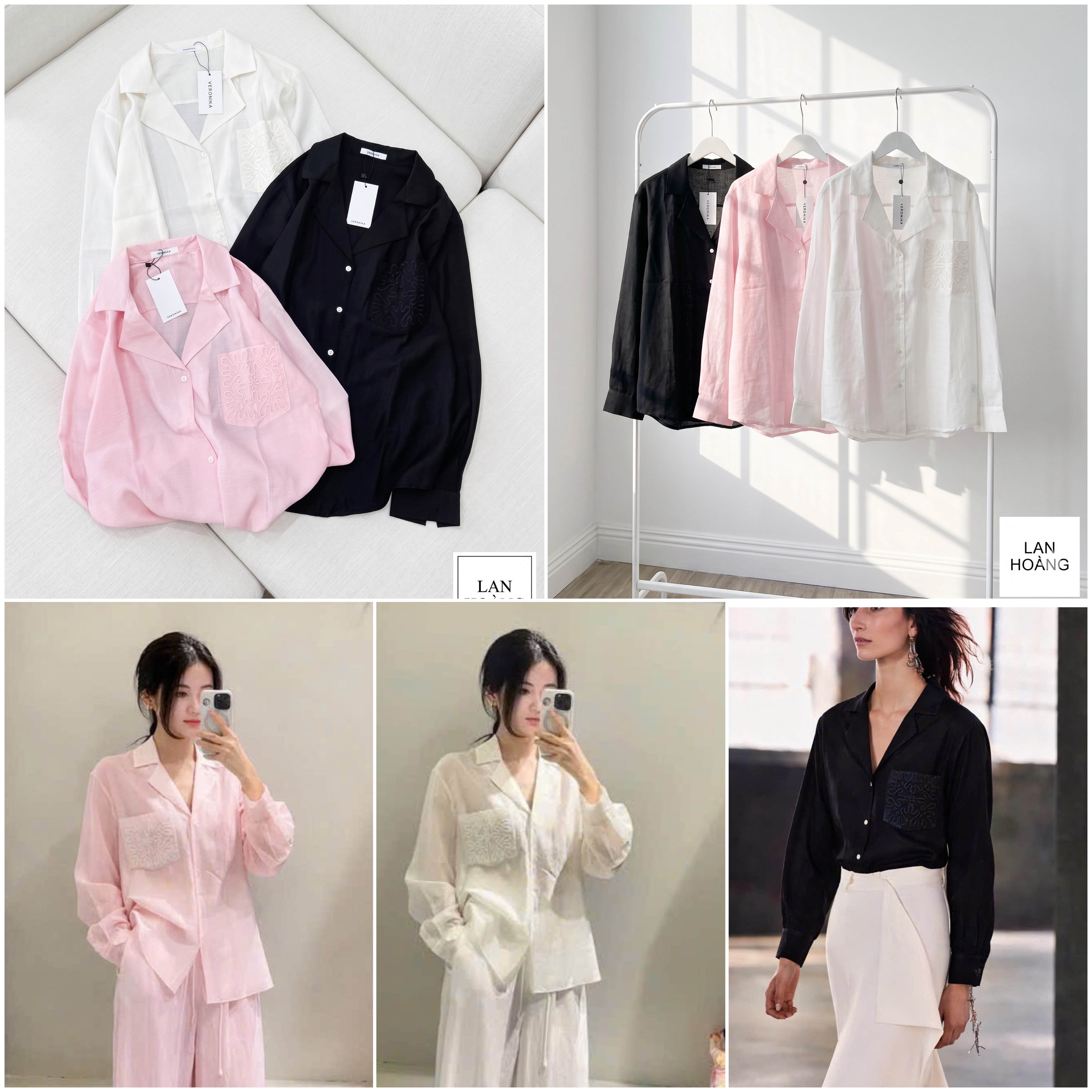 Sơ Mi Veronika Thêu túi Dư xịn 16360