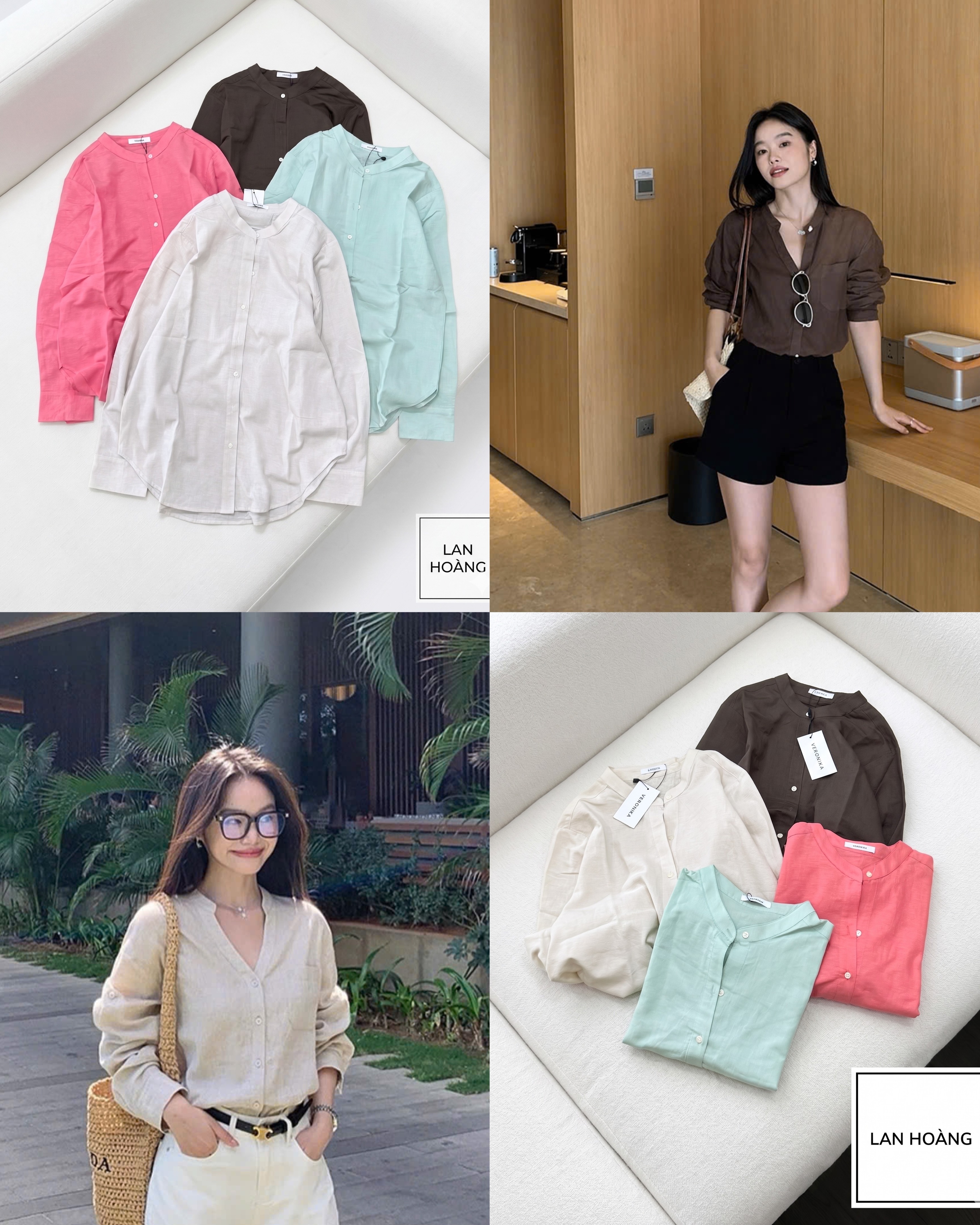 Sơ Mi linen Cổ trụ Veronika 16430