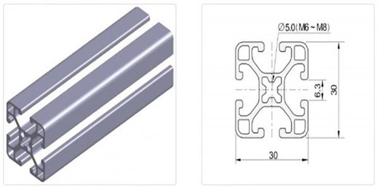 Thông số tiêu chuẩn nhôm định hình 30x30