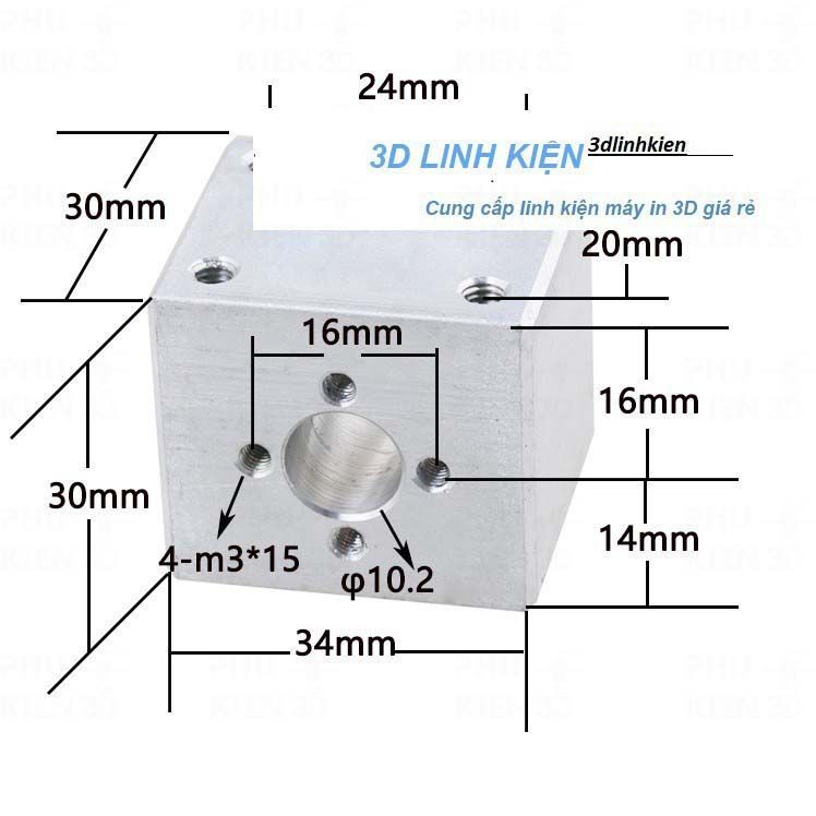 Gối đai ốc Vít me T8 Vitme T8 màu trắng