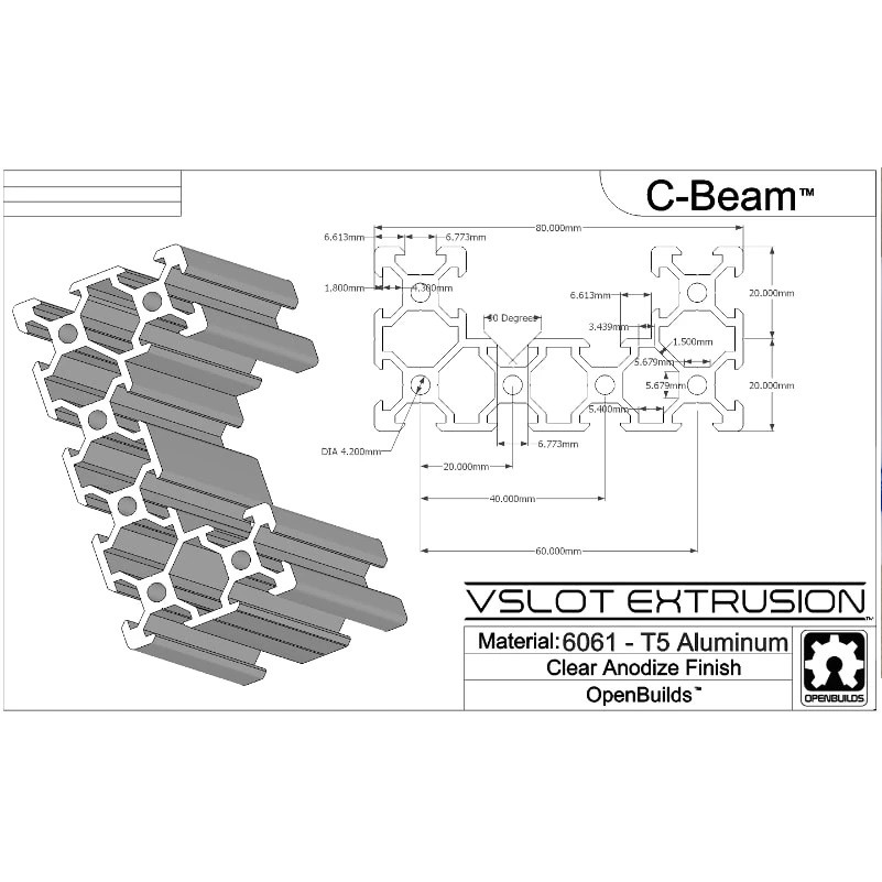 nhôm định hình C-BEAM V-SLOT dài 500mm