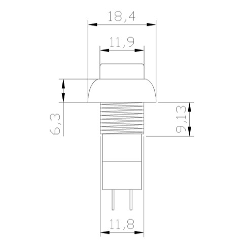 Nút nhấn PBS 11B tự khóa 12MM màu đỏ