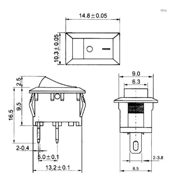 Công Tắc Bập Bênh 6A 250V KCD1-101 19x12MM màu đỏ