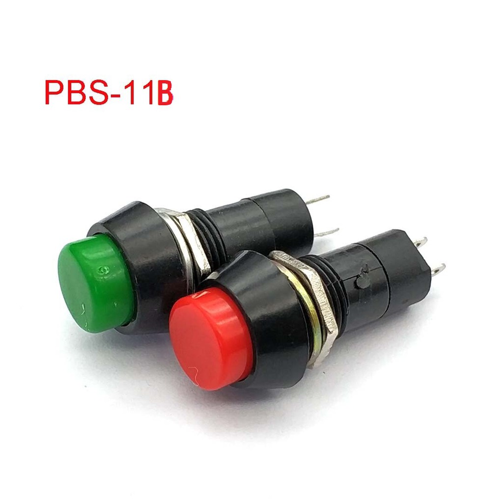 Nút nhấn PBS 11B tự khóa 12MM màu xanh lá