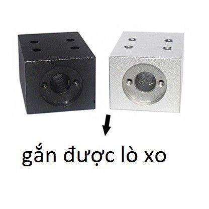 Gối đỡ đai ốc Vít me T8 Vitme T8 gắn đai ốc âm trắng gắn được lò xo chống rơ