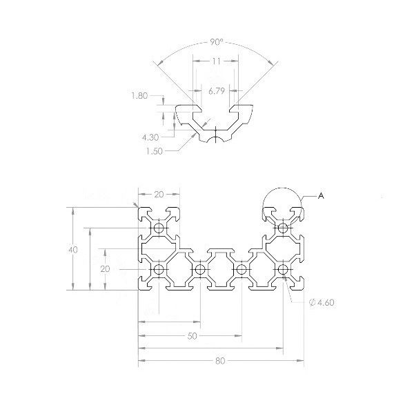 nhôm định hình U nhôm định hình C beam c-beam 4080 v-slot - màu đen