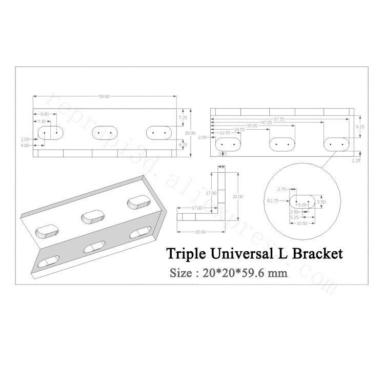 Openbuilds pad ke giá đỡ 2 lỗ vuông góc brackets L