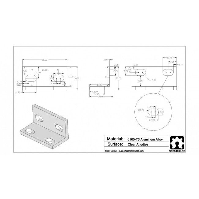 Openbuilds pad ke giá đỡ 2 lỗ vuông góc brackets L