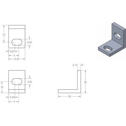 Openbuilds pad ke giá đỡ 2 lỗ vuông góc brackets L