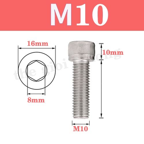 Bulong M10 lục giác âm đầu trụ inox 304 chống rỉ sét - M10 - 85mm