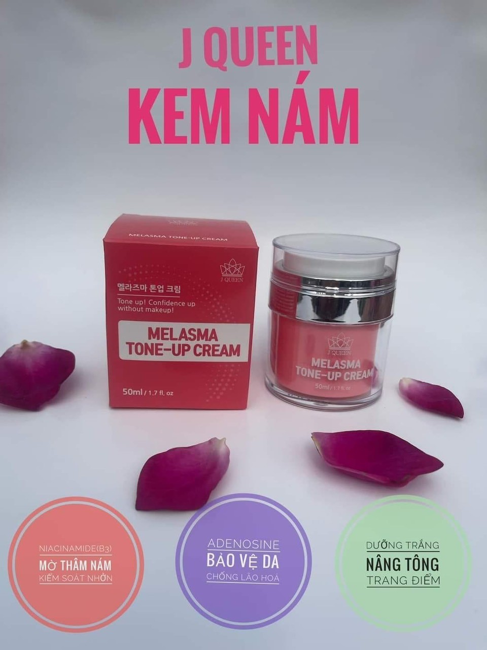 KEM NÁM J QUEEN DƯỠNG TRẮNG - NÂNG TÔNG - MỜ THÂM SẠM