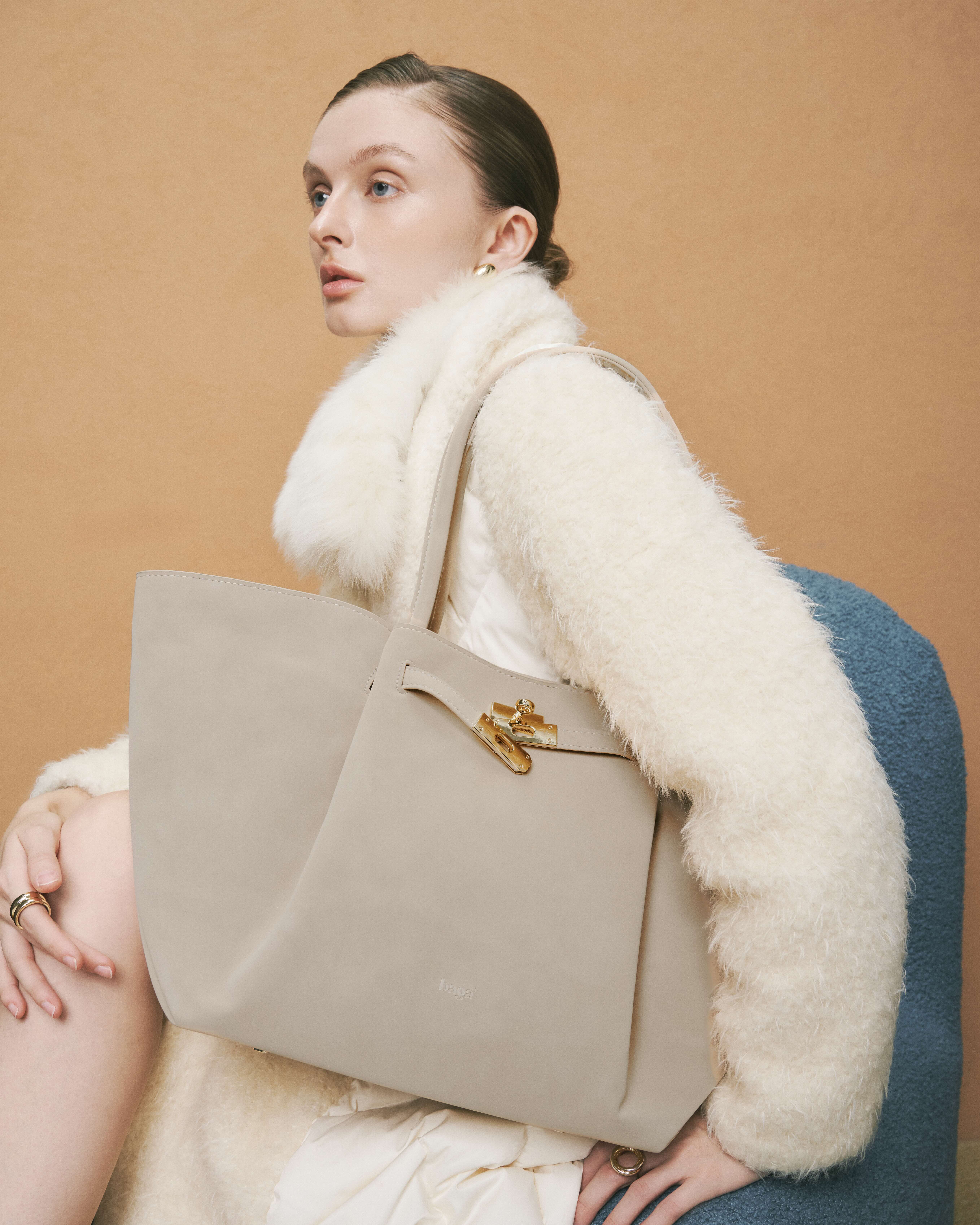Goda Bag-L-Almond beige-Da lộn