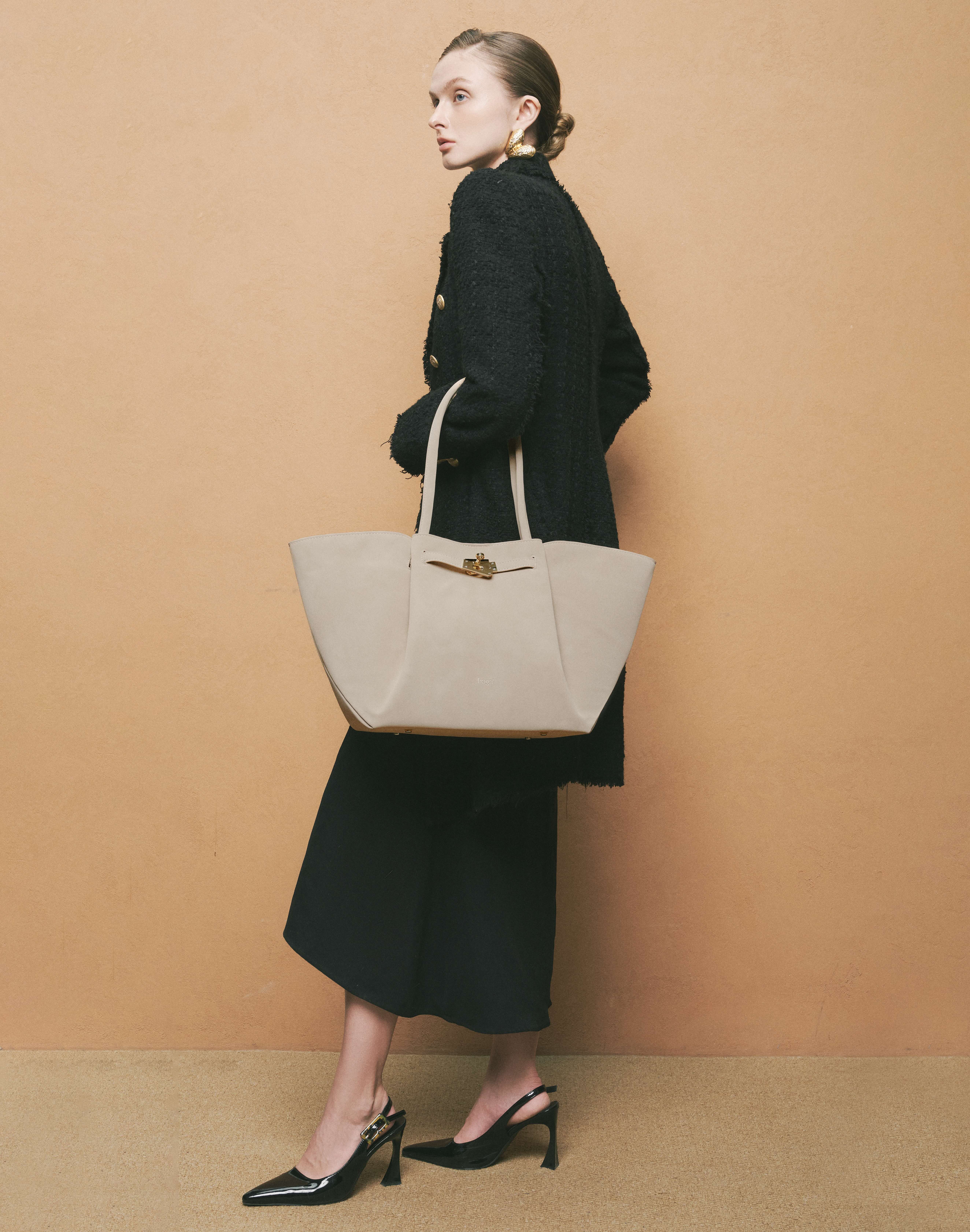 Goda Bag-L-Almond beige-Da lộn