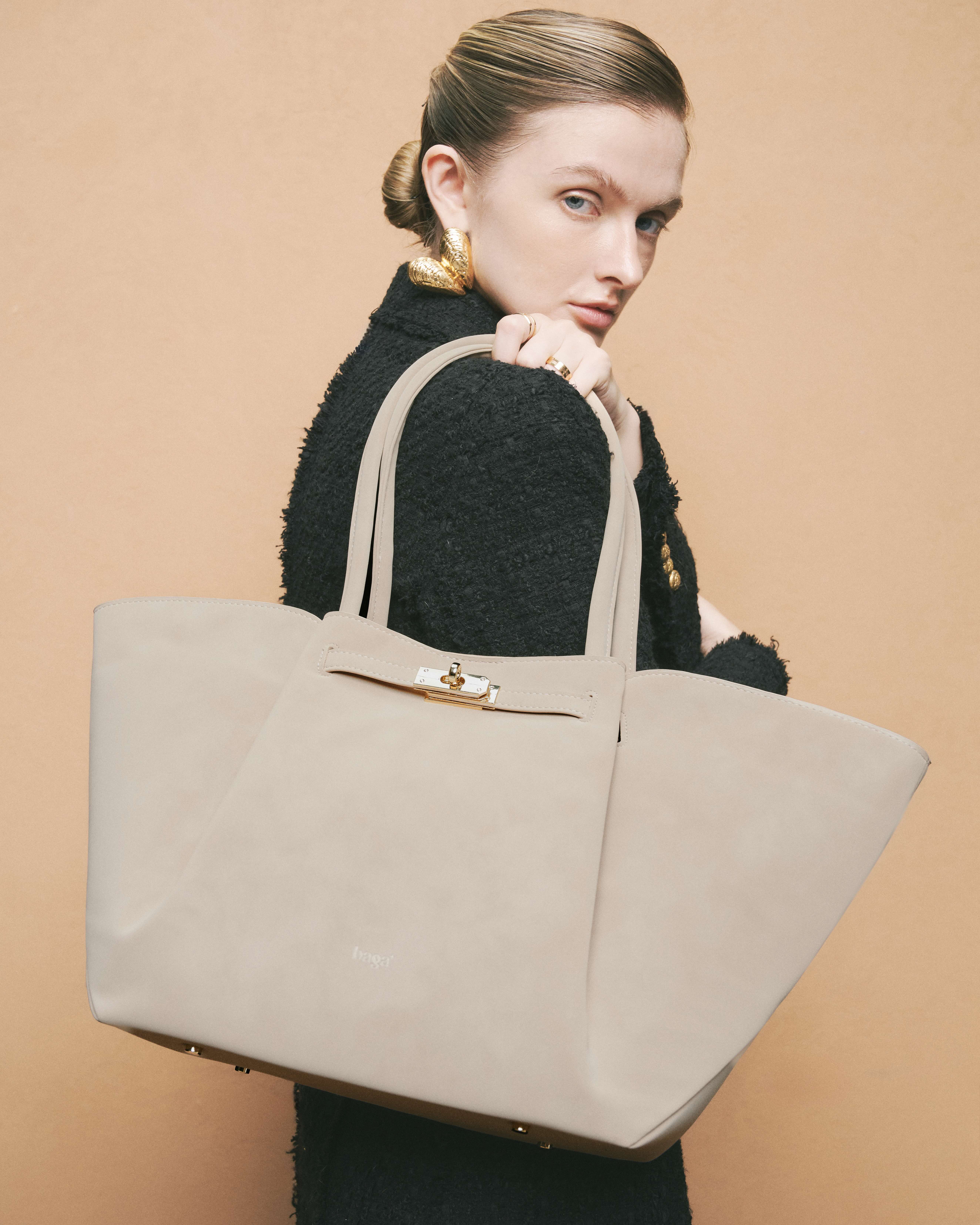 Goda Bag-L-Almond beige-Da lộn