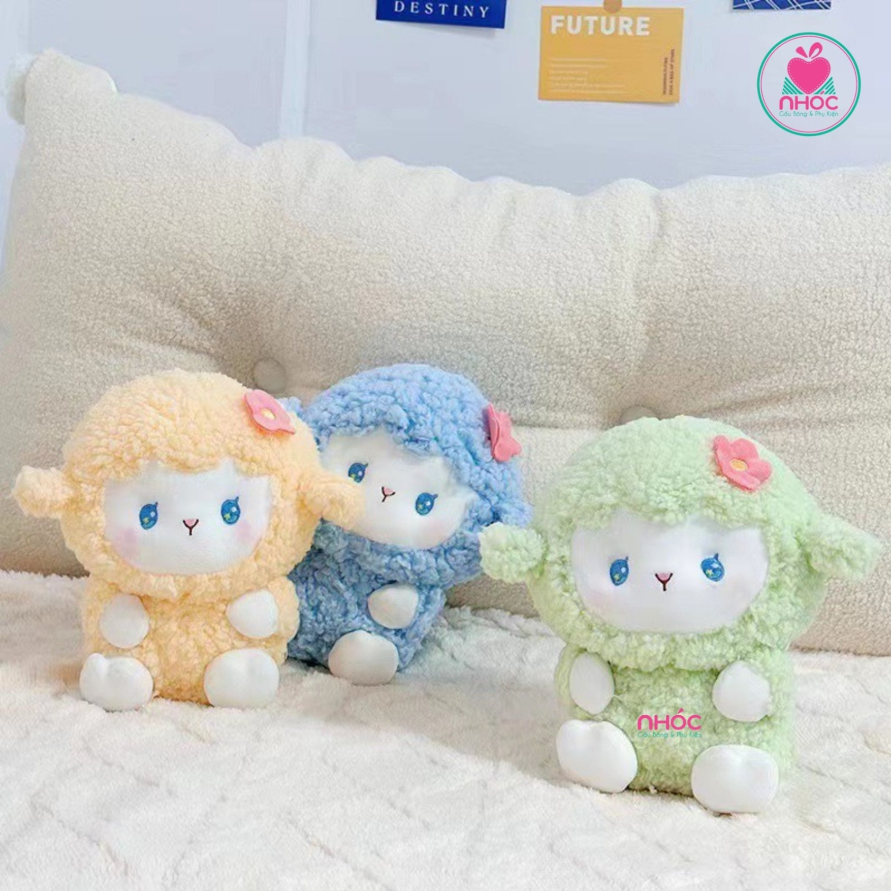 Thú bông nhỏ Cừu đính hoa