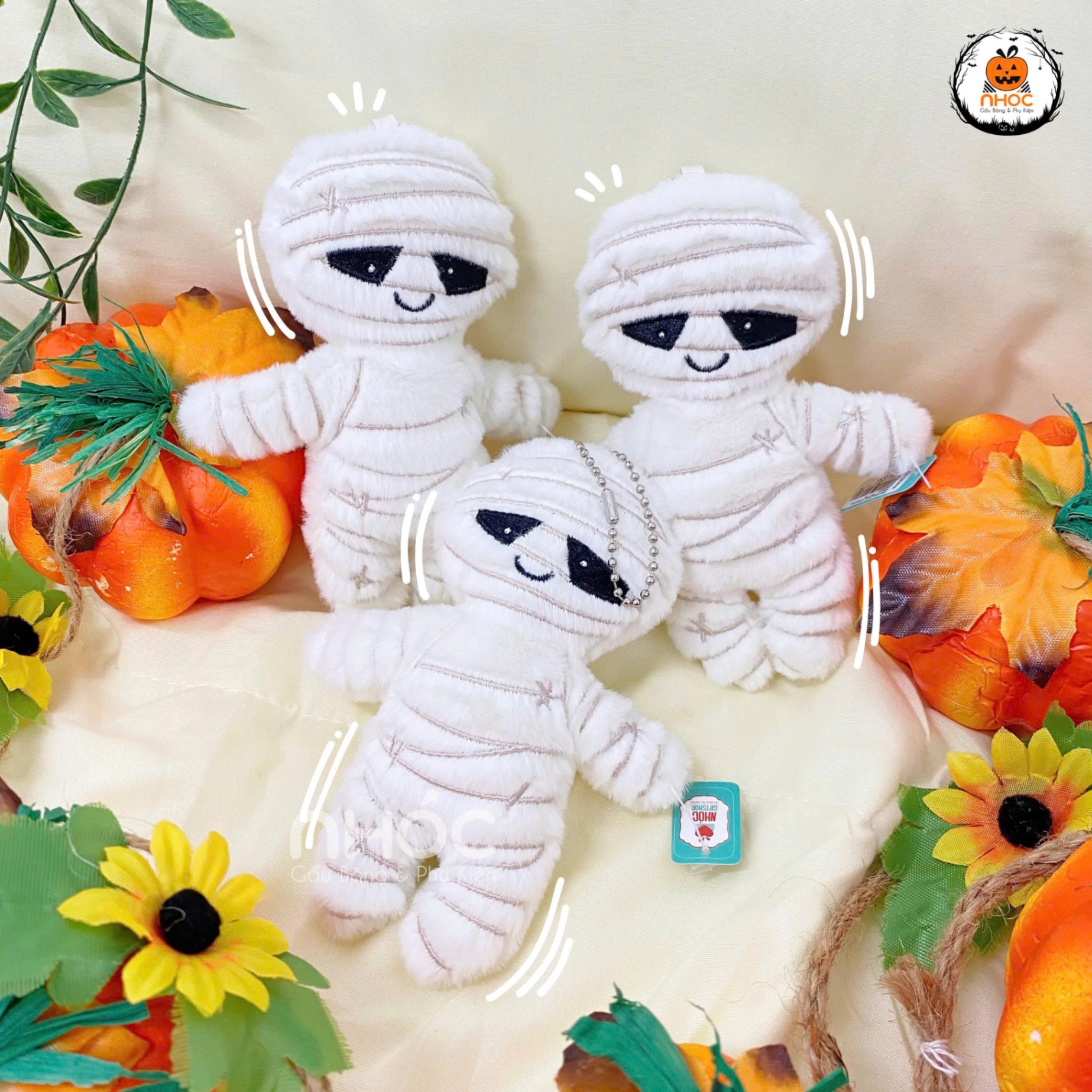 Móc khóa bông Halloween lông xù - Xác ướp - 106525