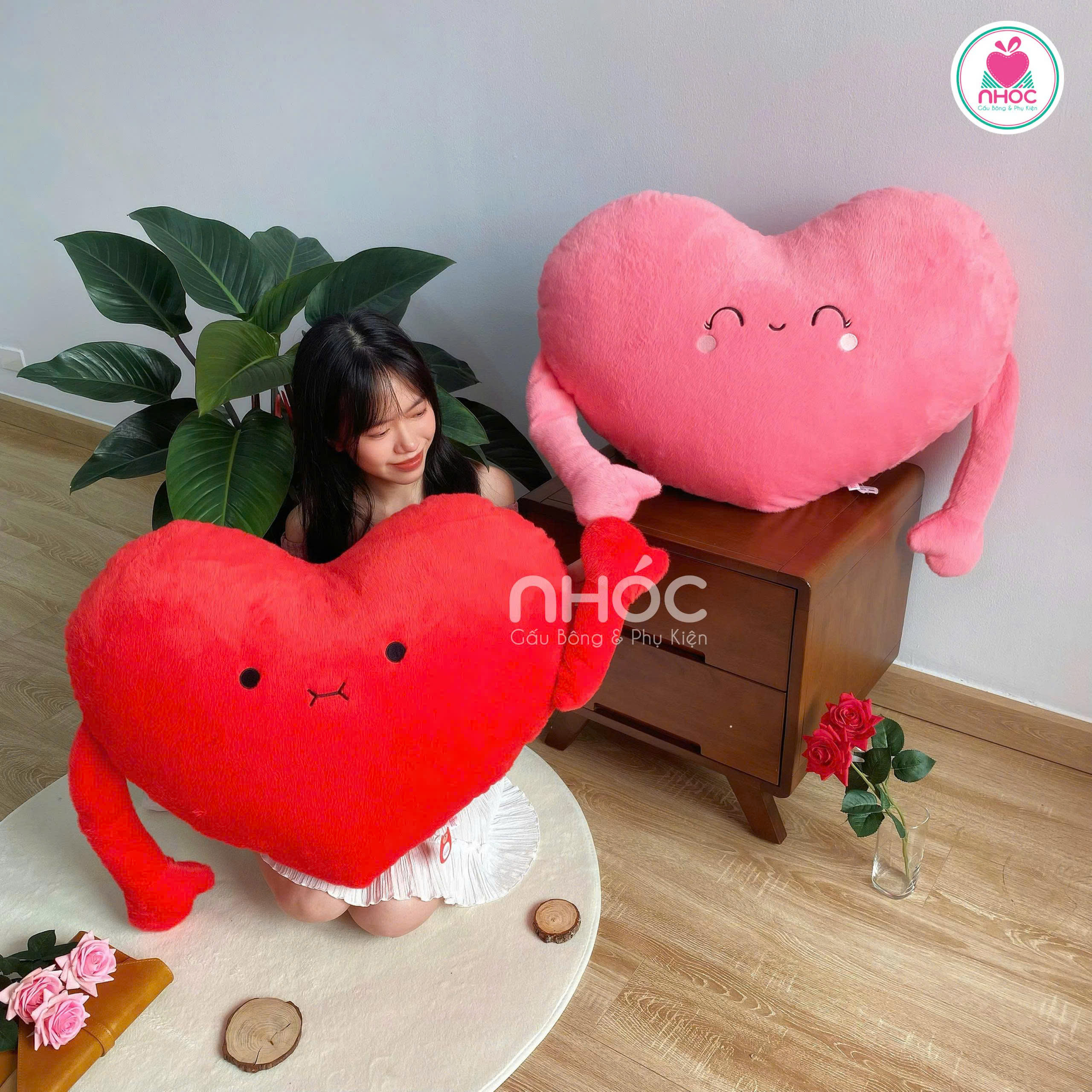 Trái tim bông mặt cảm xúc lông xù TC
