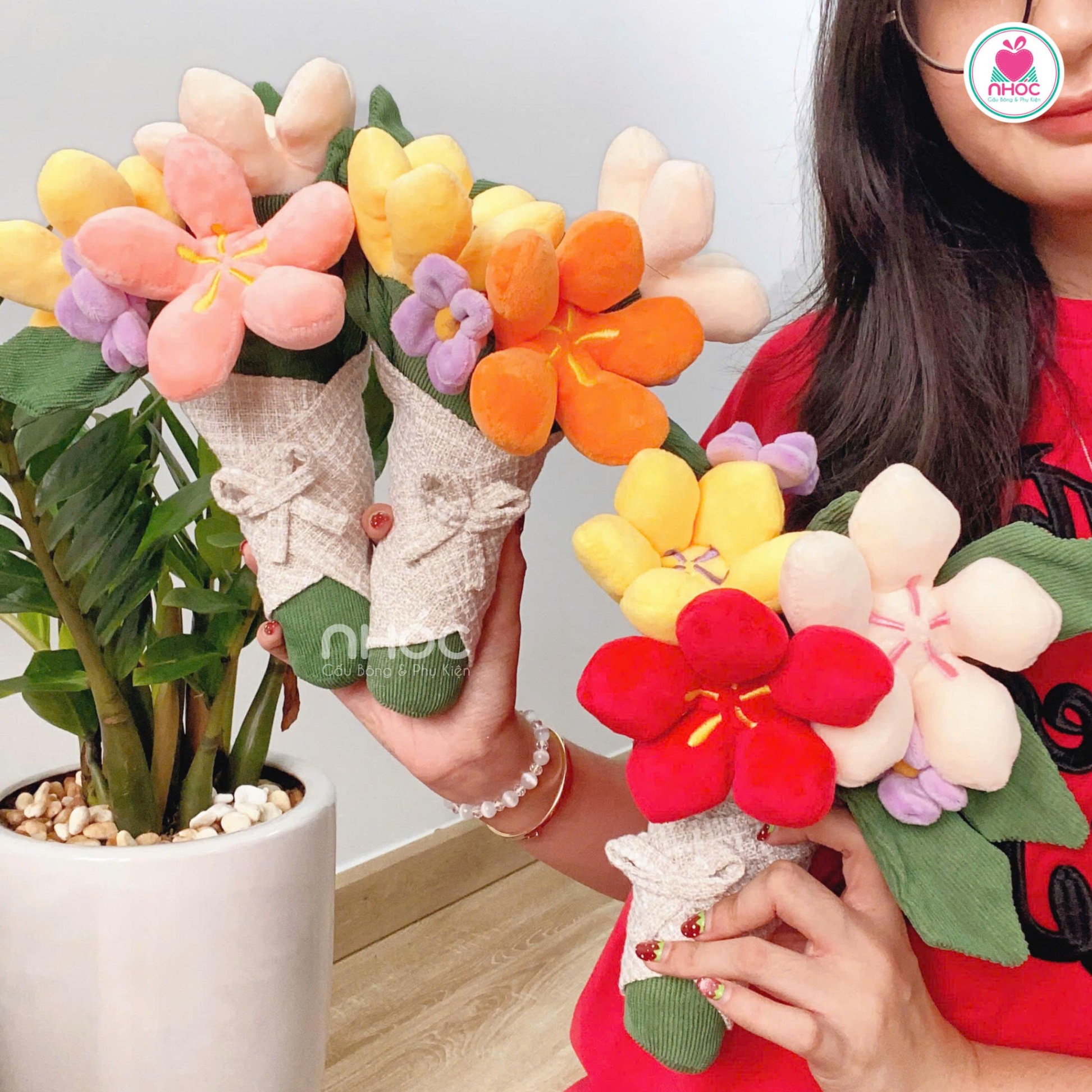 Bó hoa bông cầm tay nhiều màu - 2526025