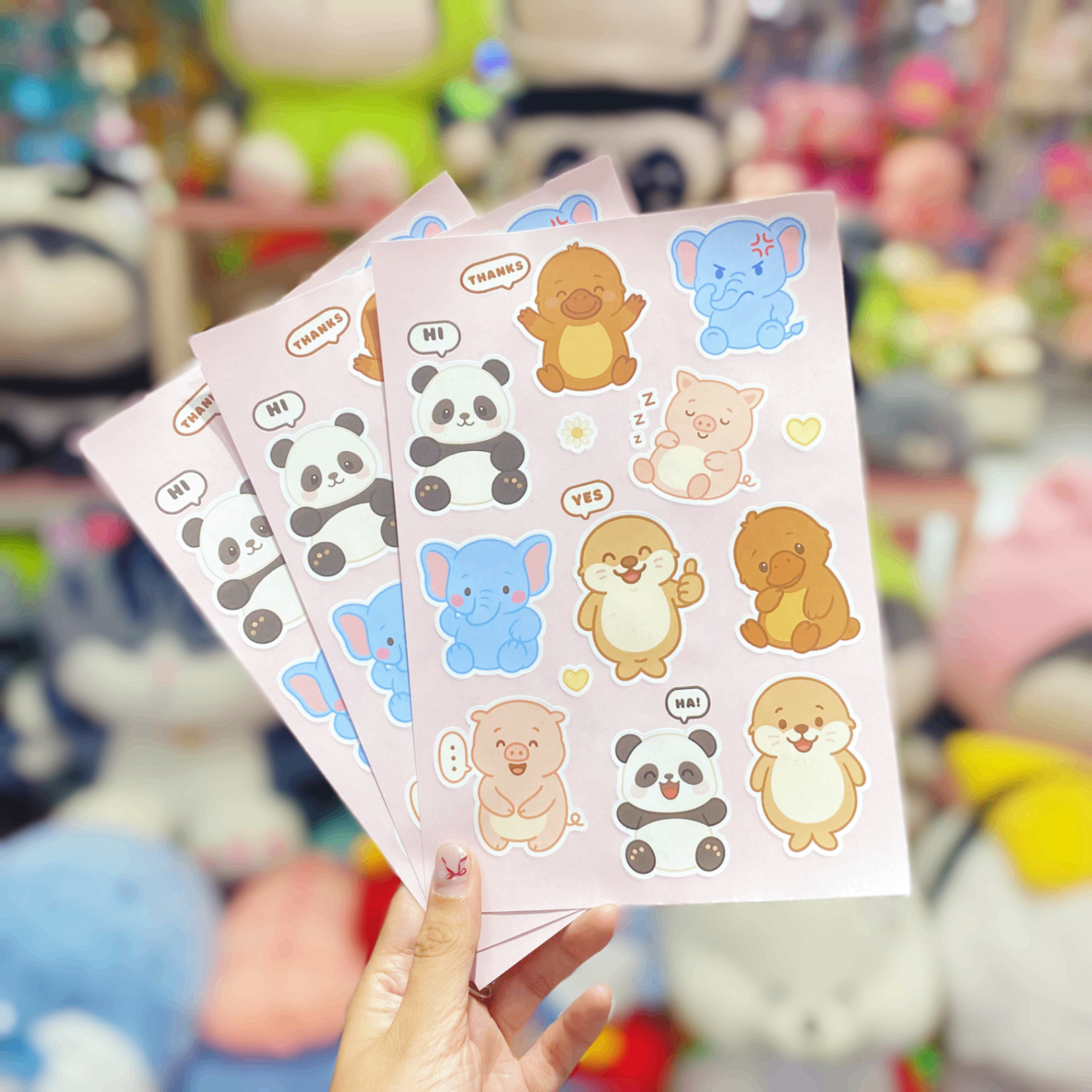 QT - Sticker thú bông lông xù