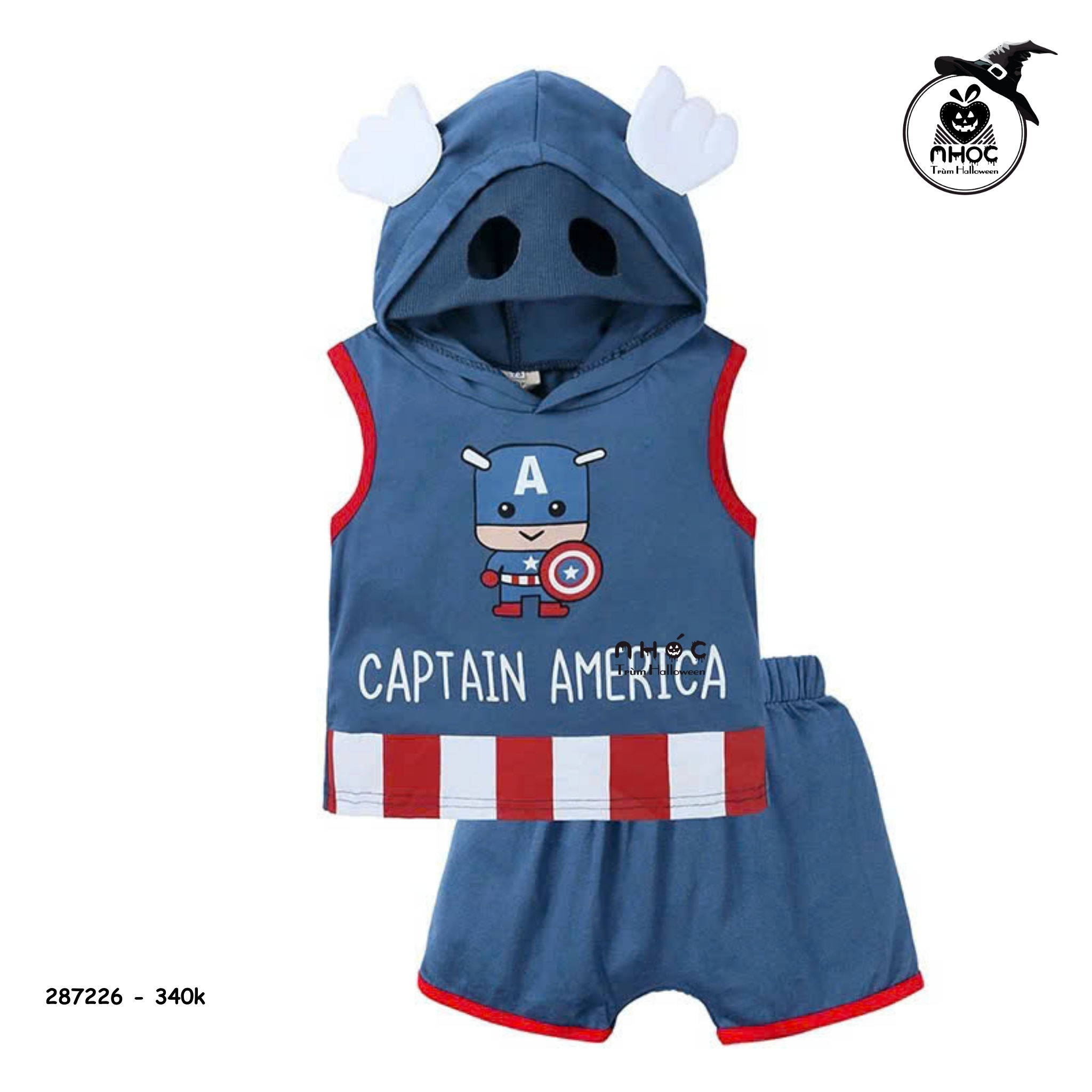 Bộ đồ Halloween Marvel lửng có nón - Captian - 90340