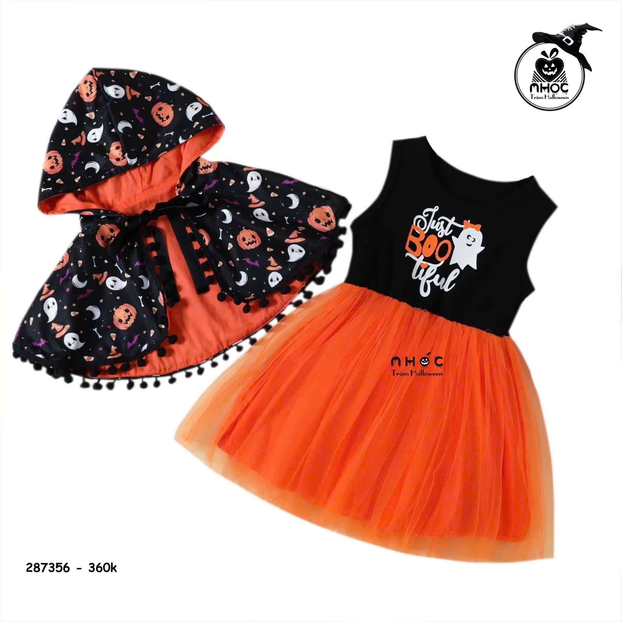 Đầm Halloween Just Boo Tiful combo áo choàng - Cam - 120360