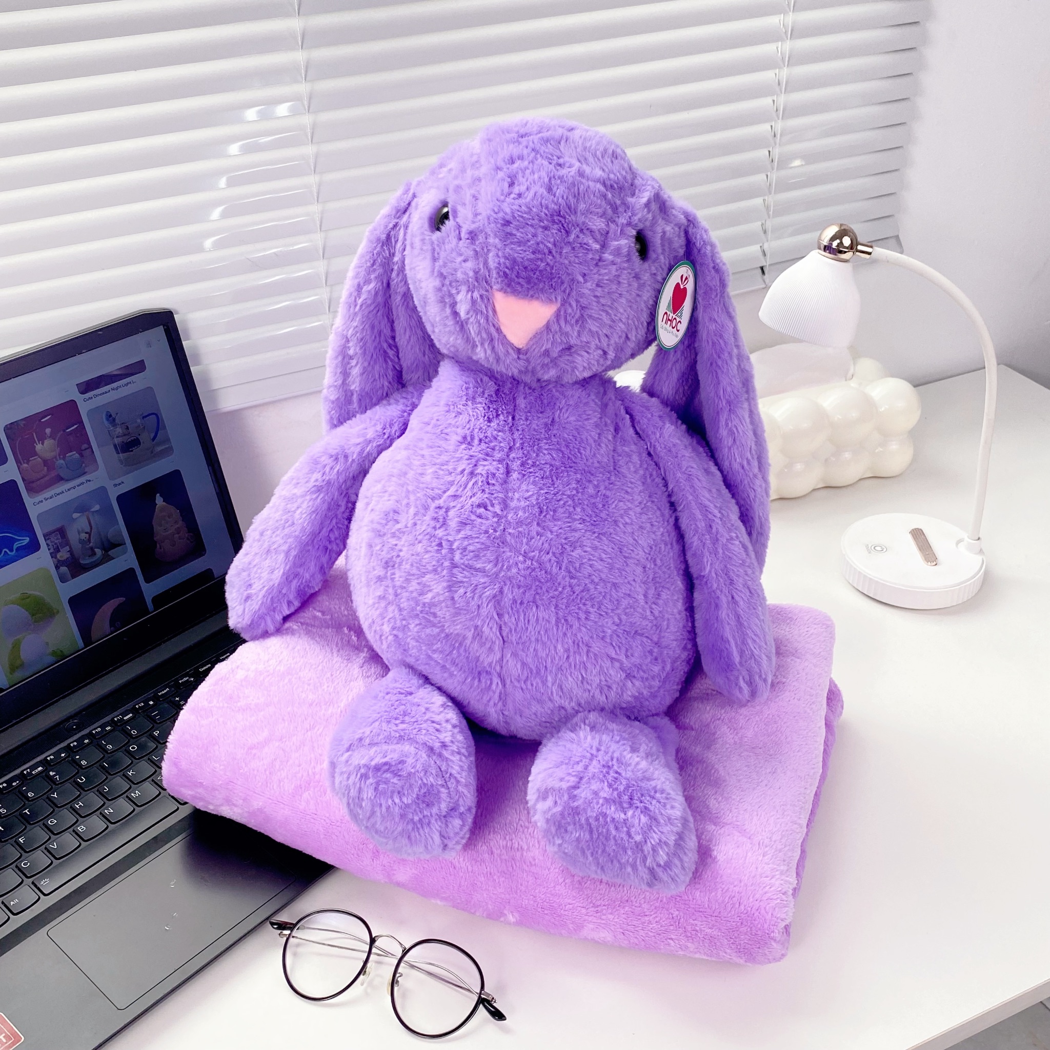 Gối mền Thỏ JellyCat lông xù - Tím - 5534025