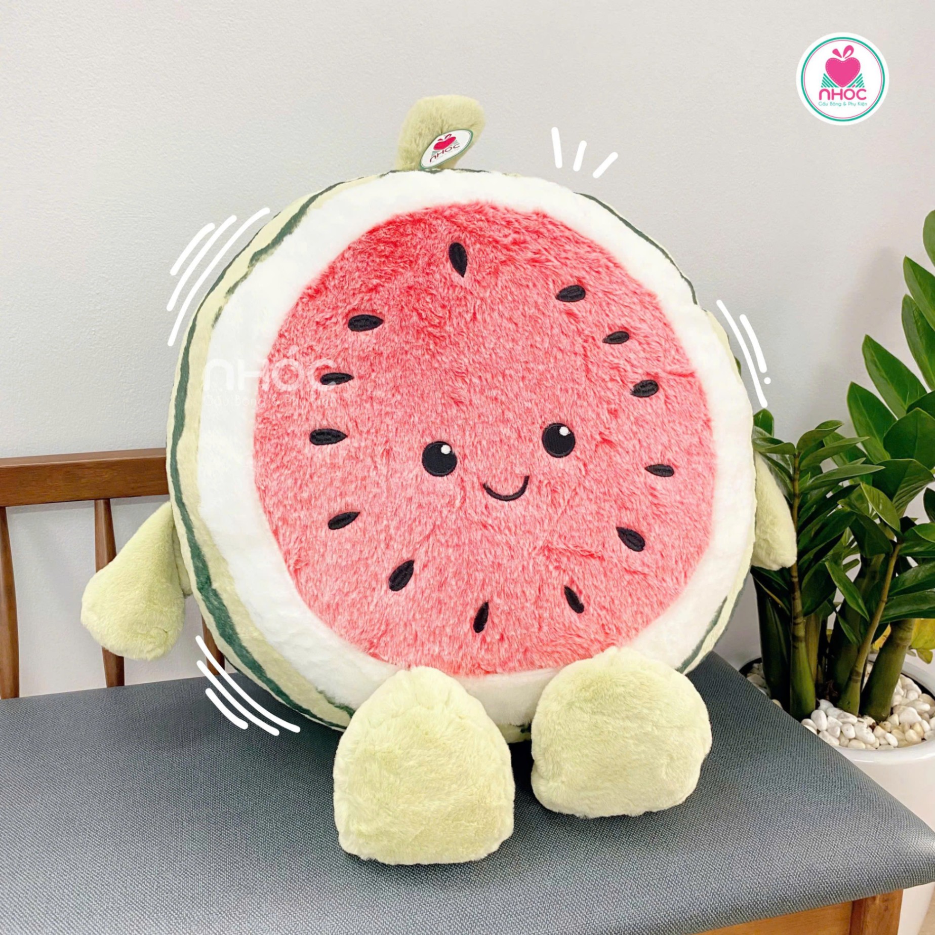 Thú bông Trái dưa hấu tròn lông xù - 6034025