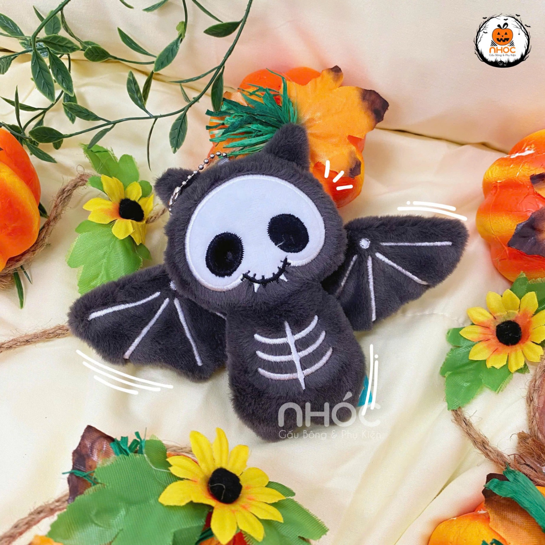 Móc khóa bông Halloween lông xù - Ma dơi - 107525
