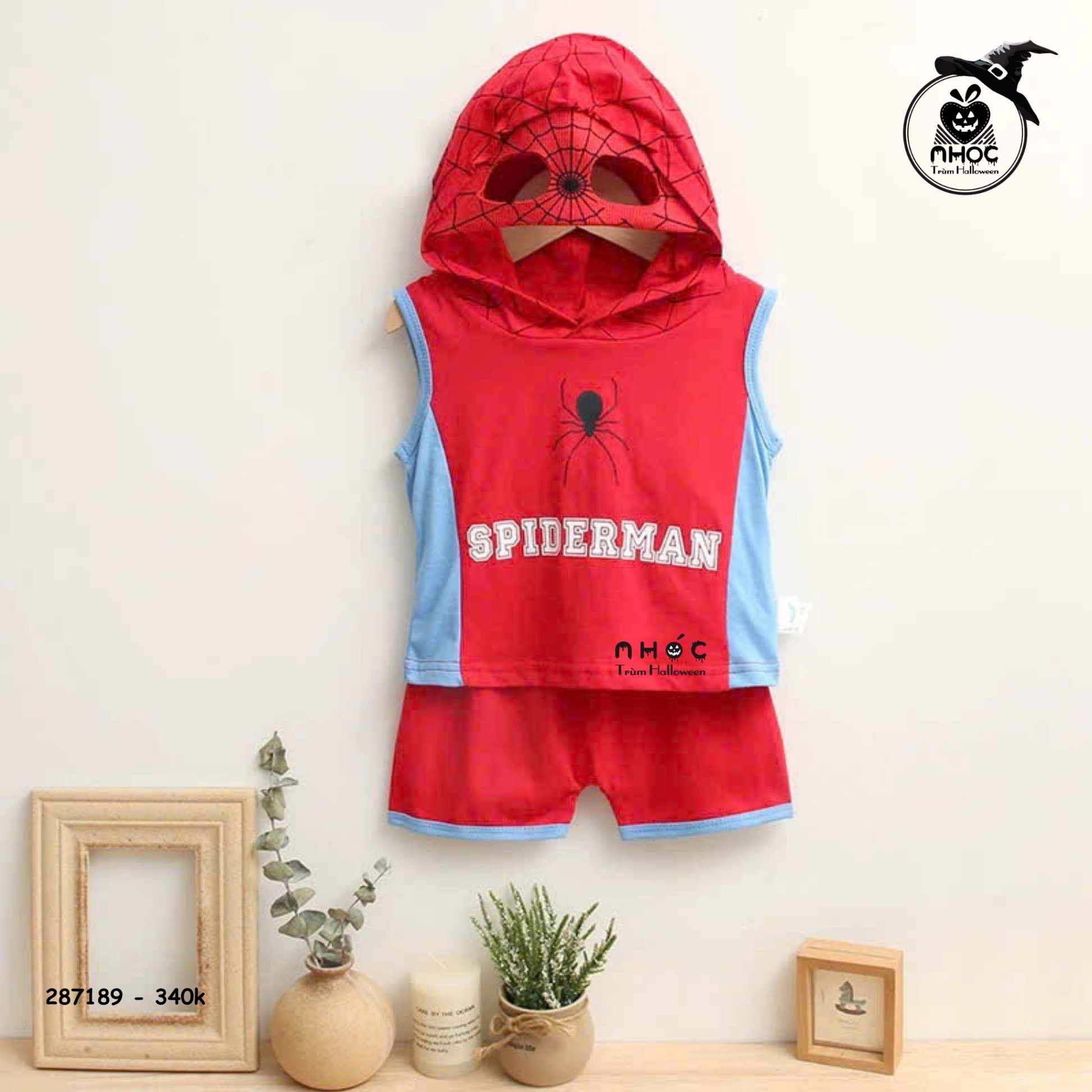 Bộ đồ Halloween Marvel lửng có nón - Spiderman - 90340