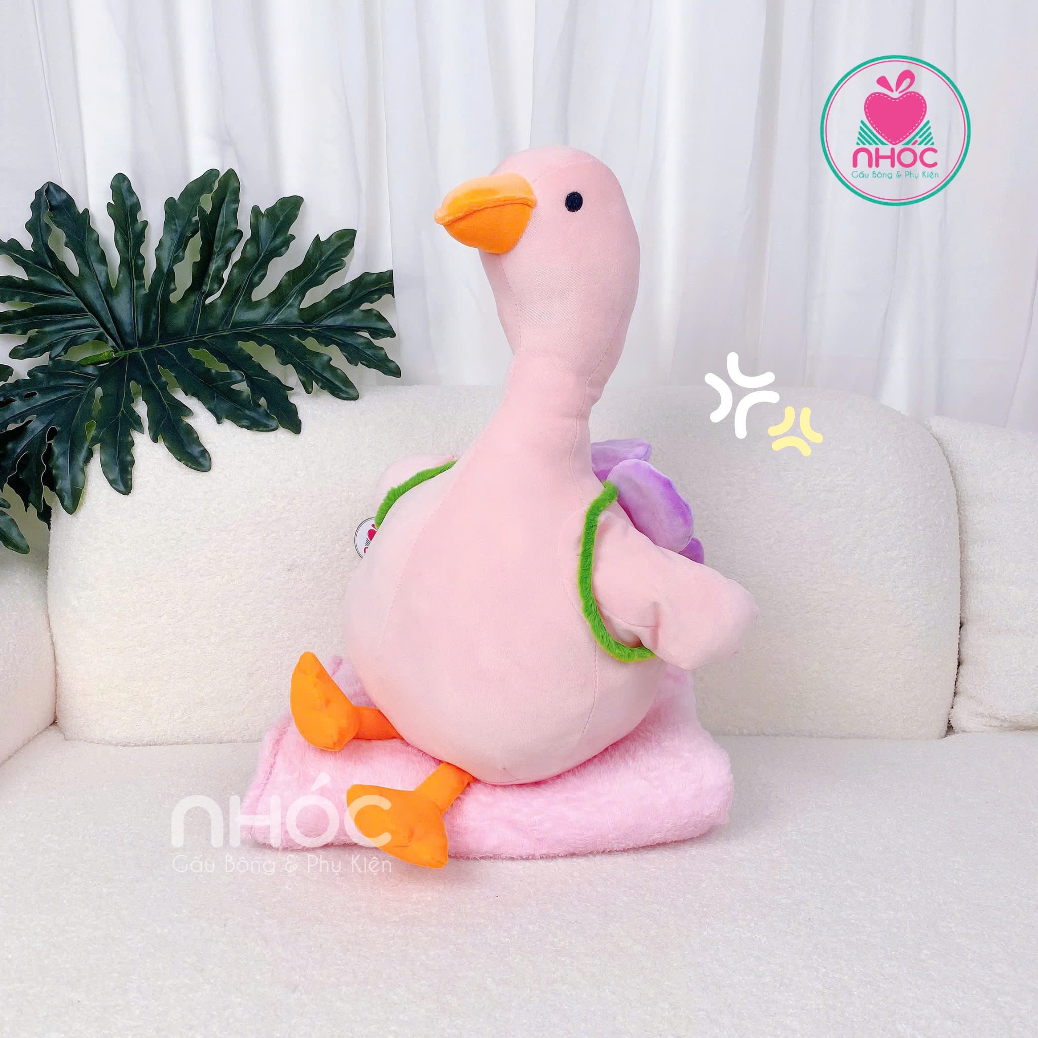 Gối mền Vịt nón hoa tím - Hồng - 40380