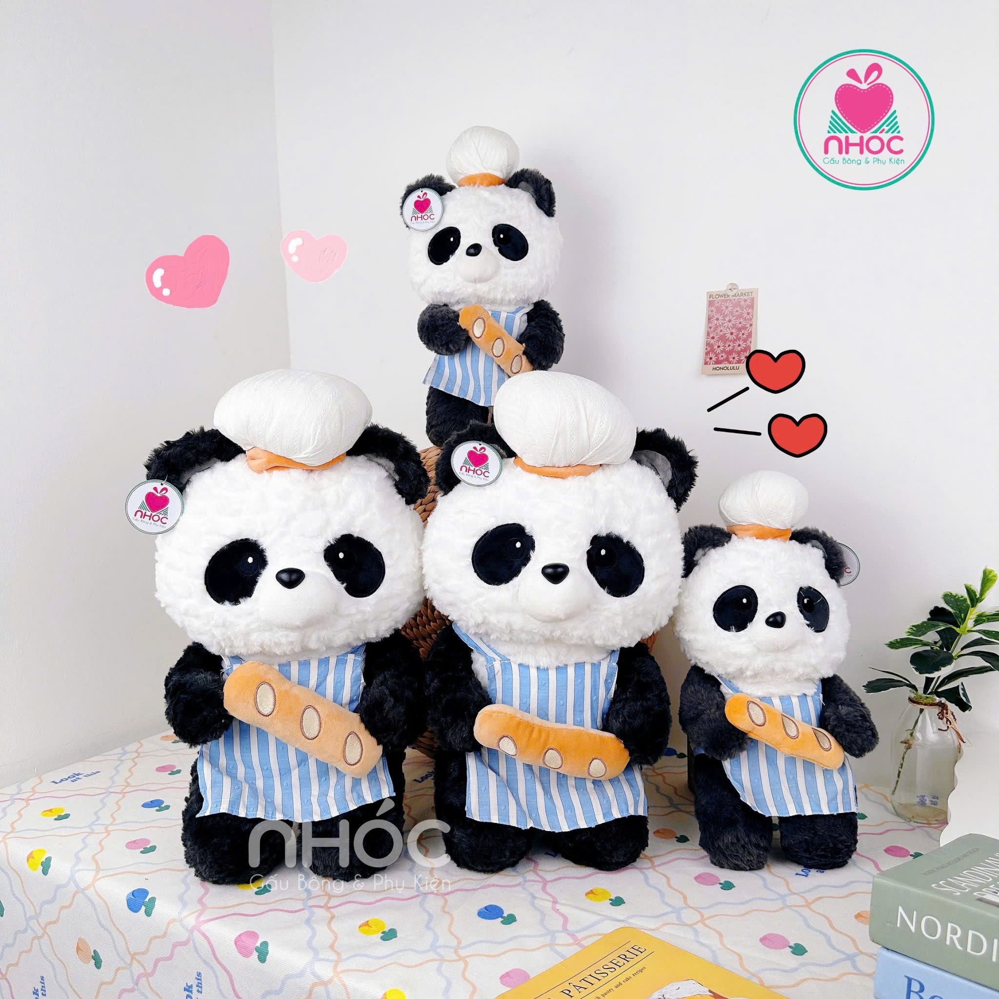Thú bông Cosplay đầu bếp lông xù đứng - Panda - 50340