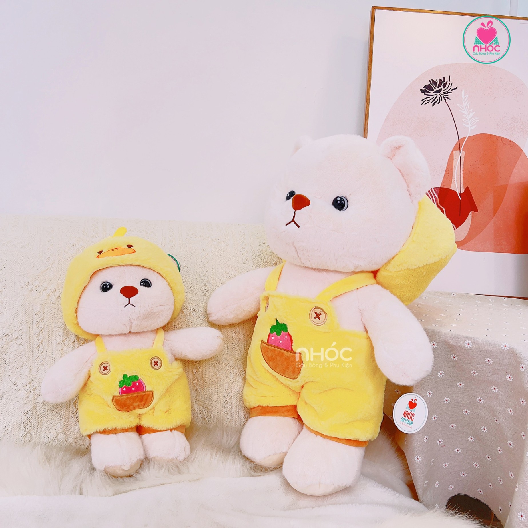 Thú bông Gấu Lena teddy mặc yếm thú - Vịt vàng - 55480