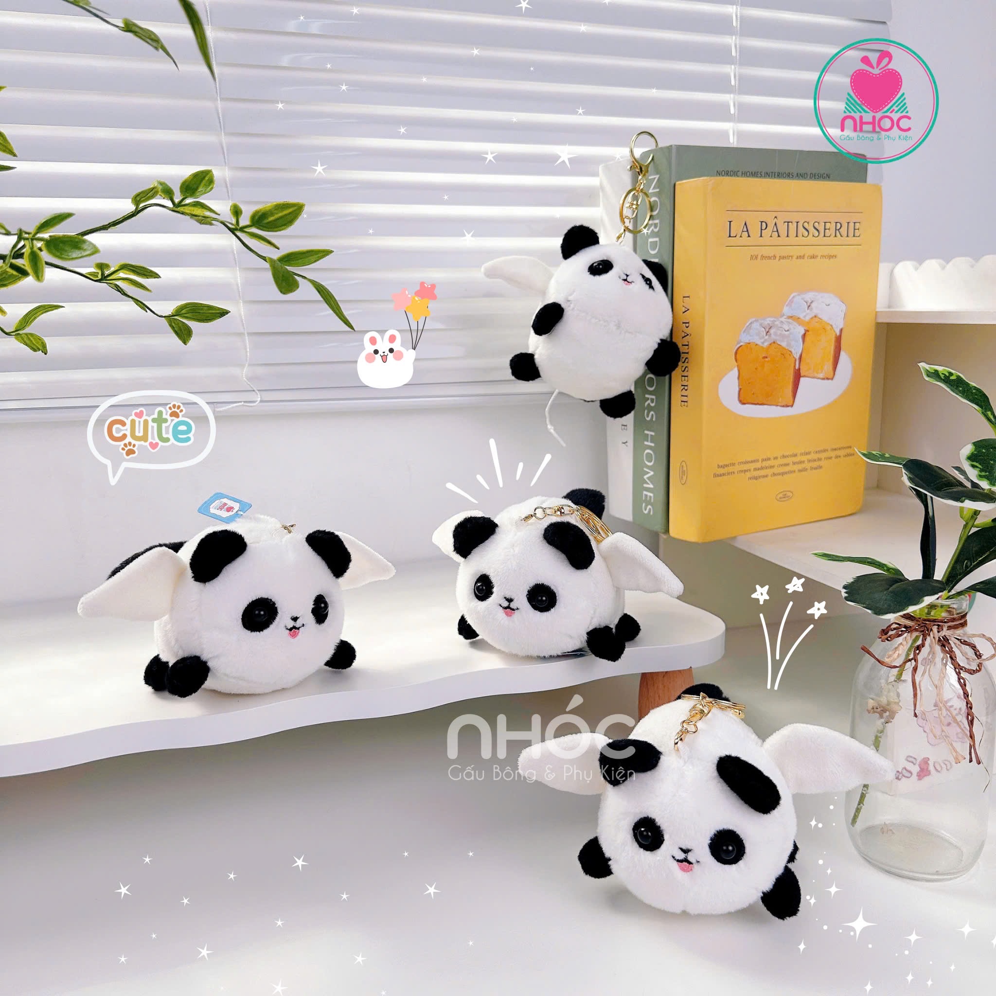 Móc khoá bông kiểu quay đuôi thơm - Panda - 9501