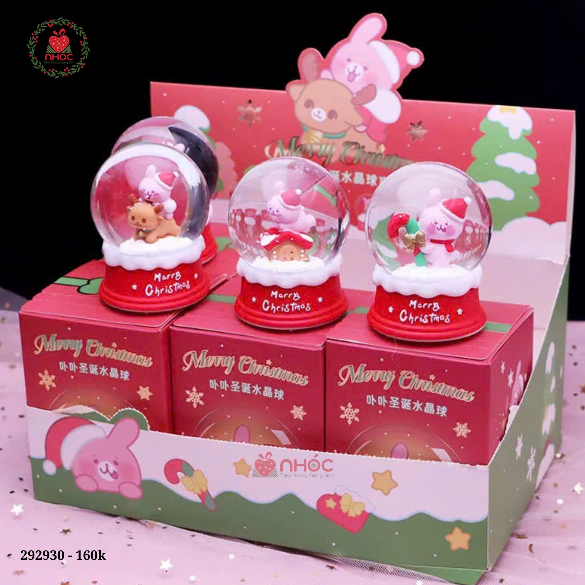 Cầu tuyết hộp mù Noel Thỏ đèn - 07160