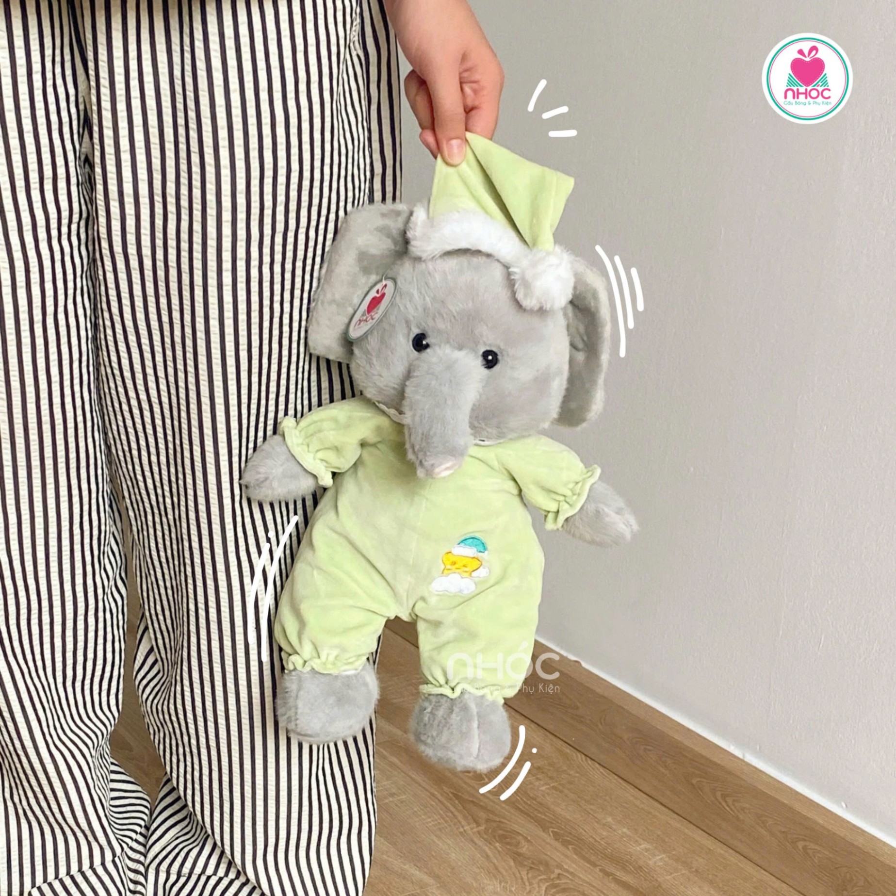Thú bông mặc đồ ngủ lông xù ngồi - Voi - 4032025