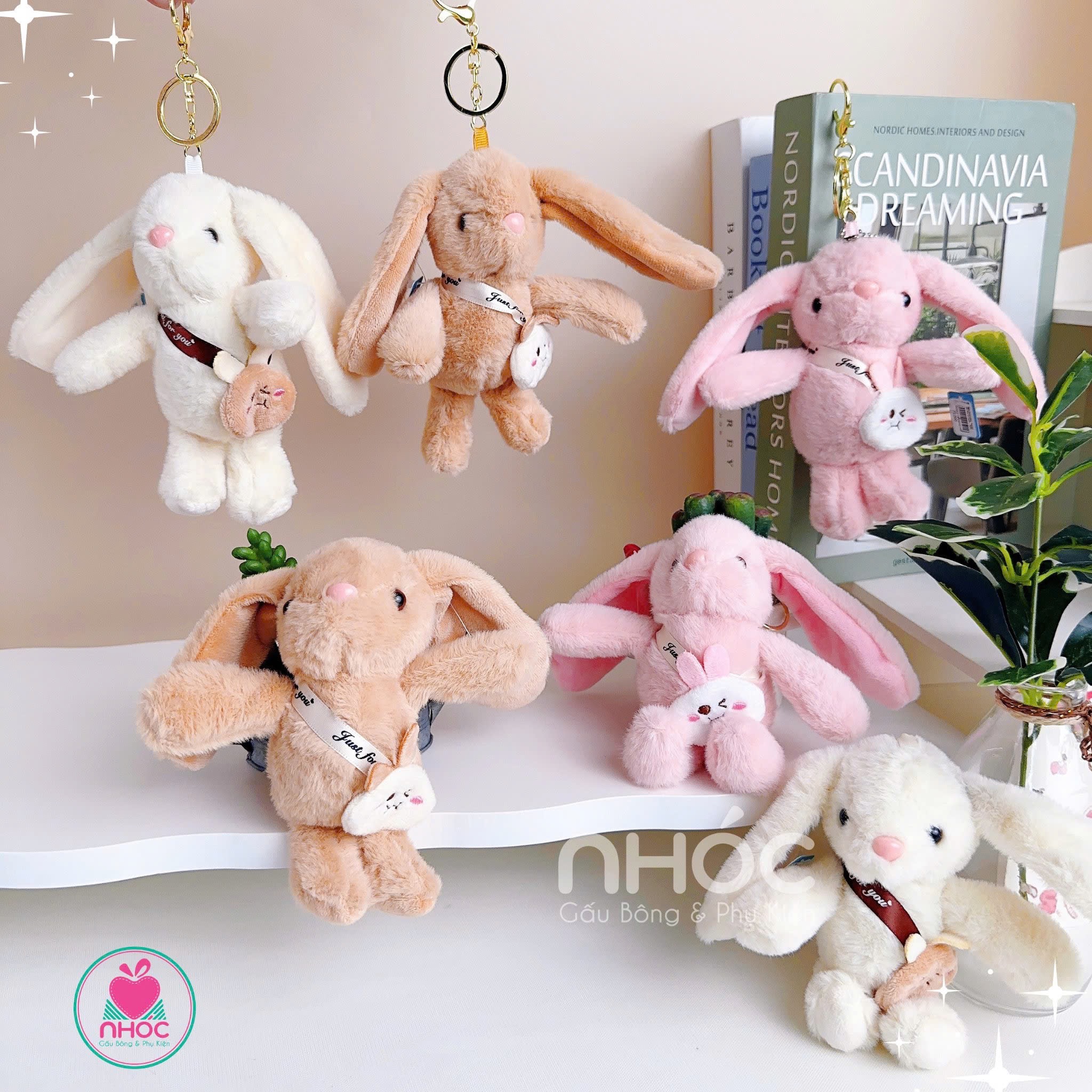 Móc khoá bông Thỏ tai dài đeo túi thơm - 7501