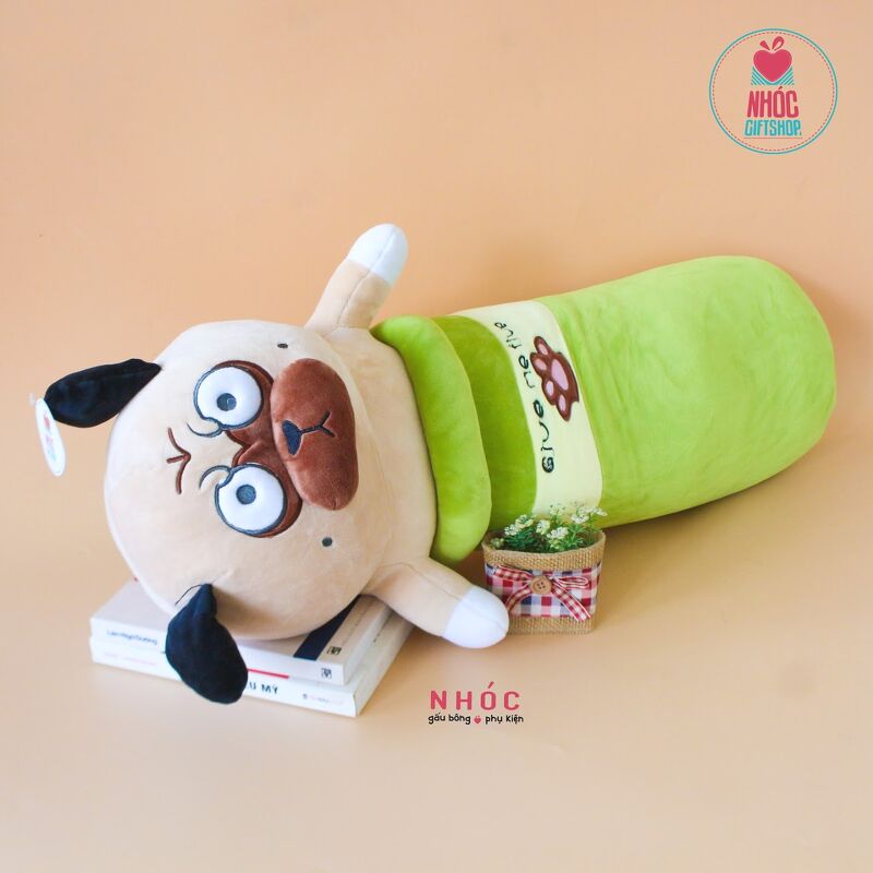 Gối ôm bình sữa chó pug lông mịn GĐ - Xanh lá - 70220