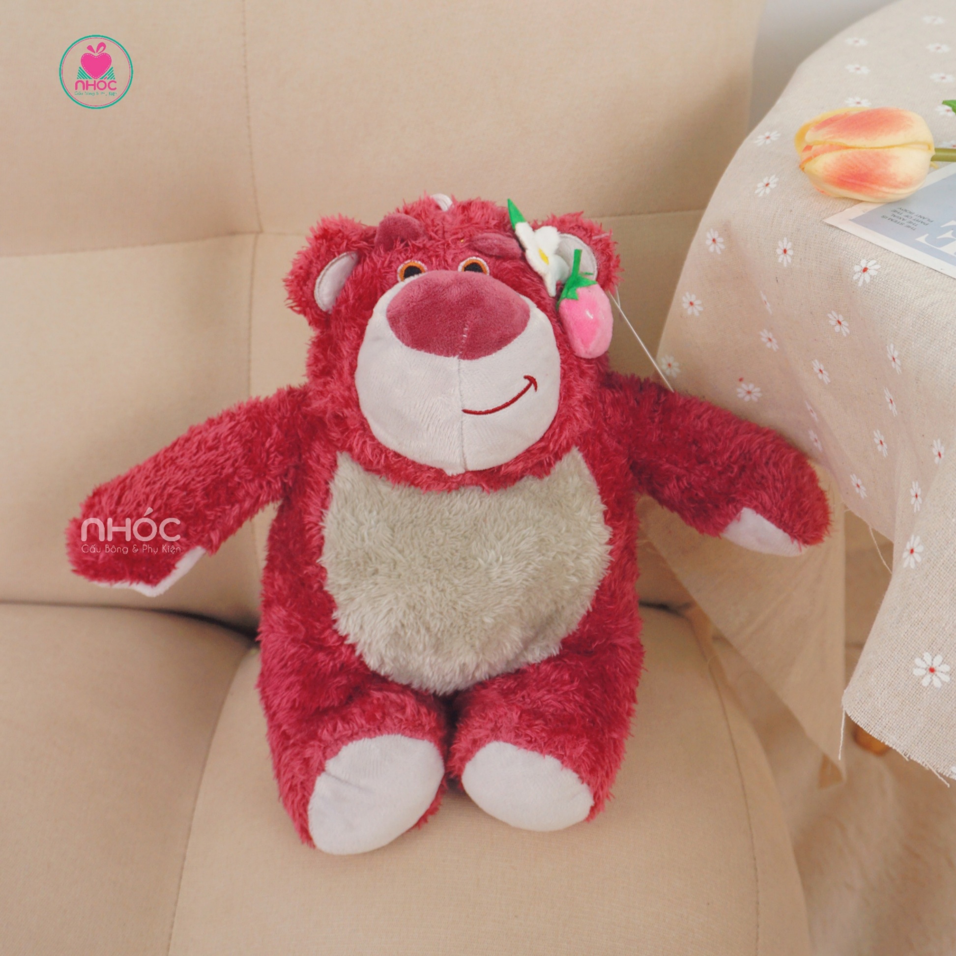 Thú bông nhỏ Gấu Toy Story lông xù đứng - Đỏ đô - 12001
