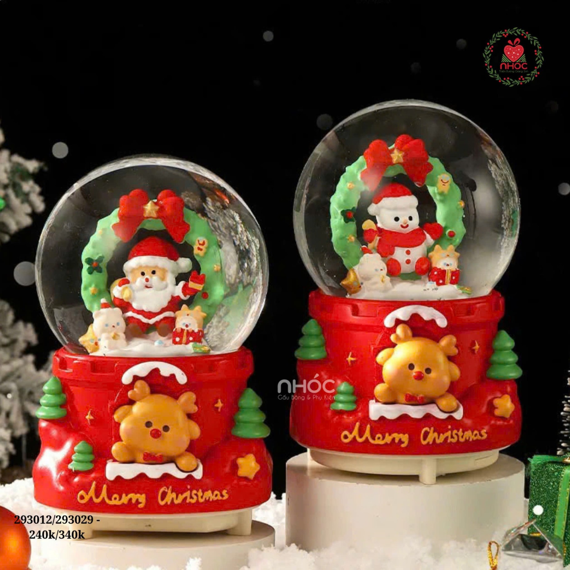Cầu tuyết Noel đế nhà tuần lộc nhạc đèn - Vòng nguyệt quế - 15240