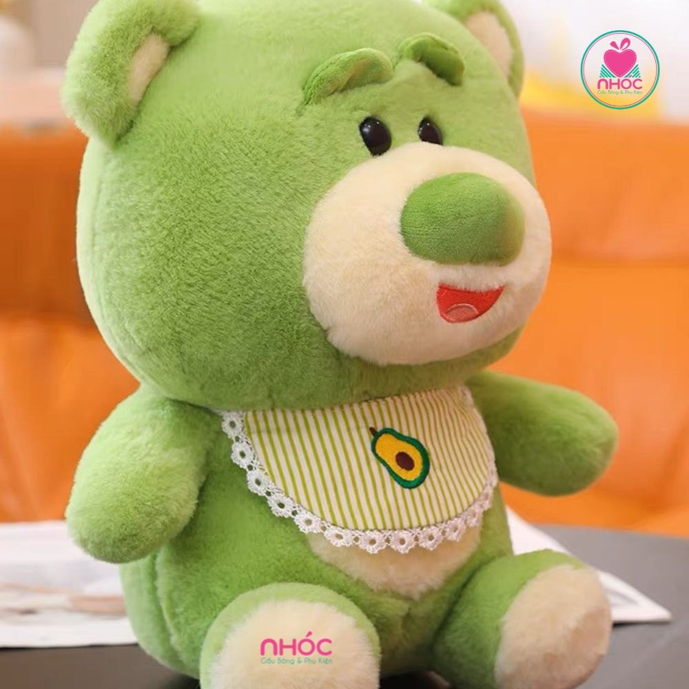 Thú bông Gấu Toy Story đeo yếm lông xù ngồi TC - Xanh lá - 50380