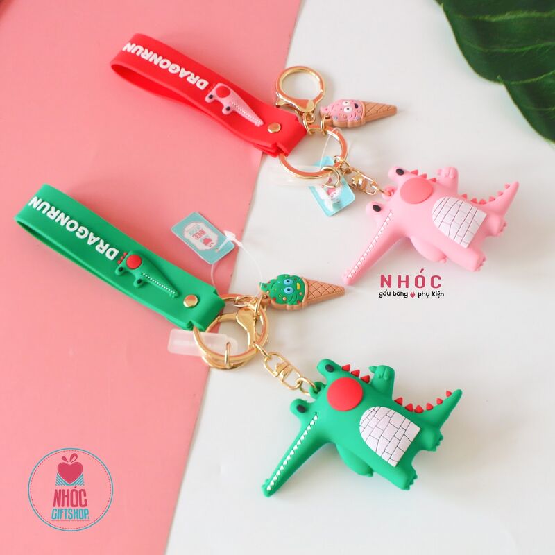Móc khóa poly dẻo Cá sấu - Hồng - 6001