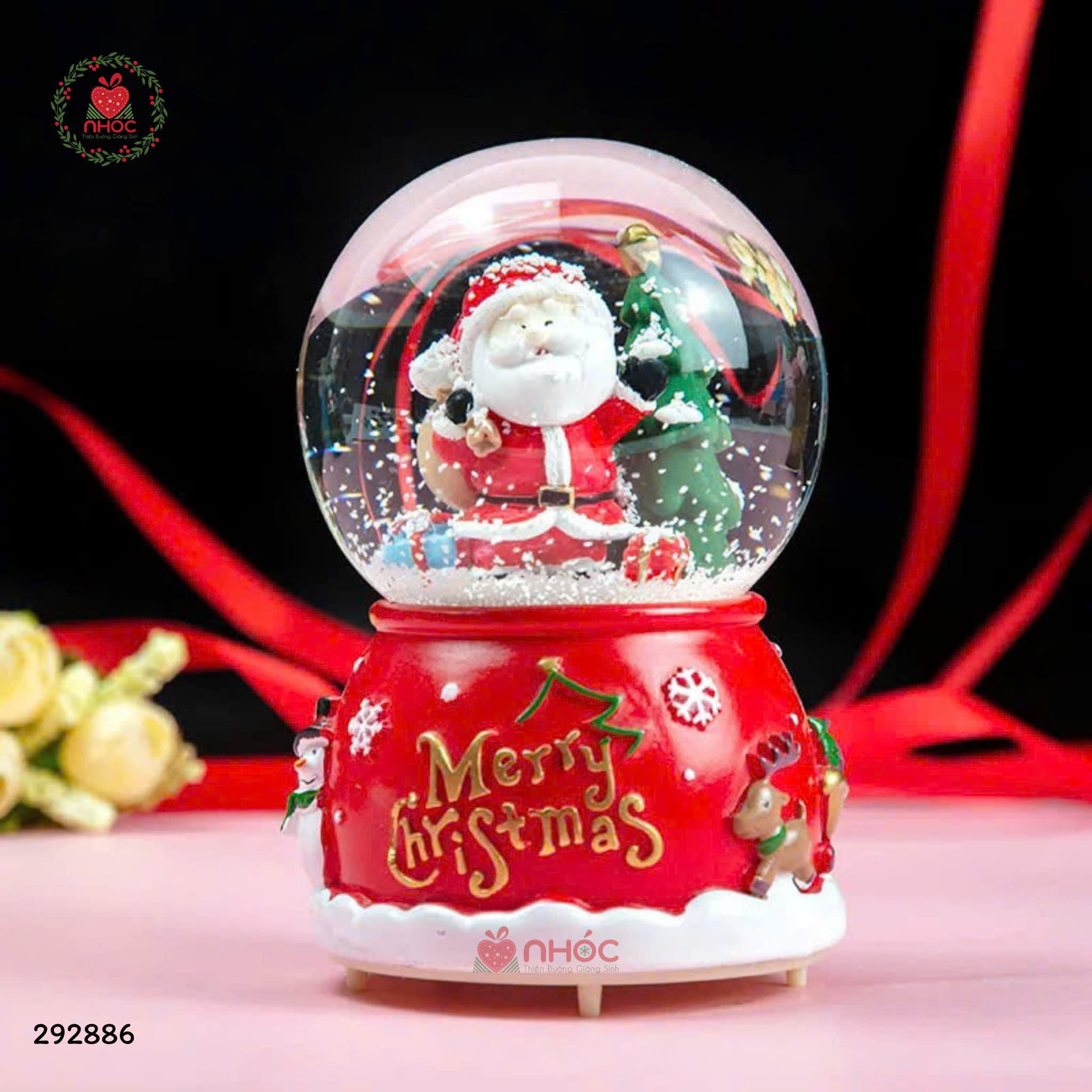 Cầu tuyết Noel đế người tuyết tuần lộc nhạc đèn - Ông già - 15240