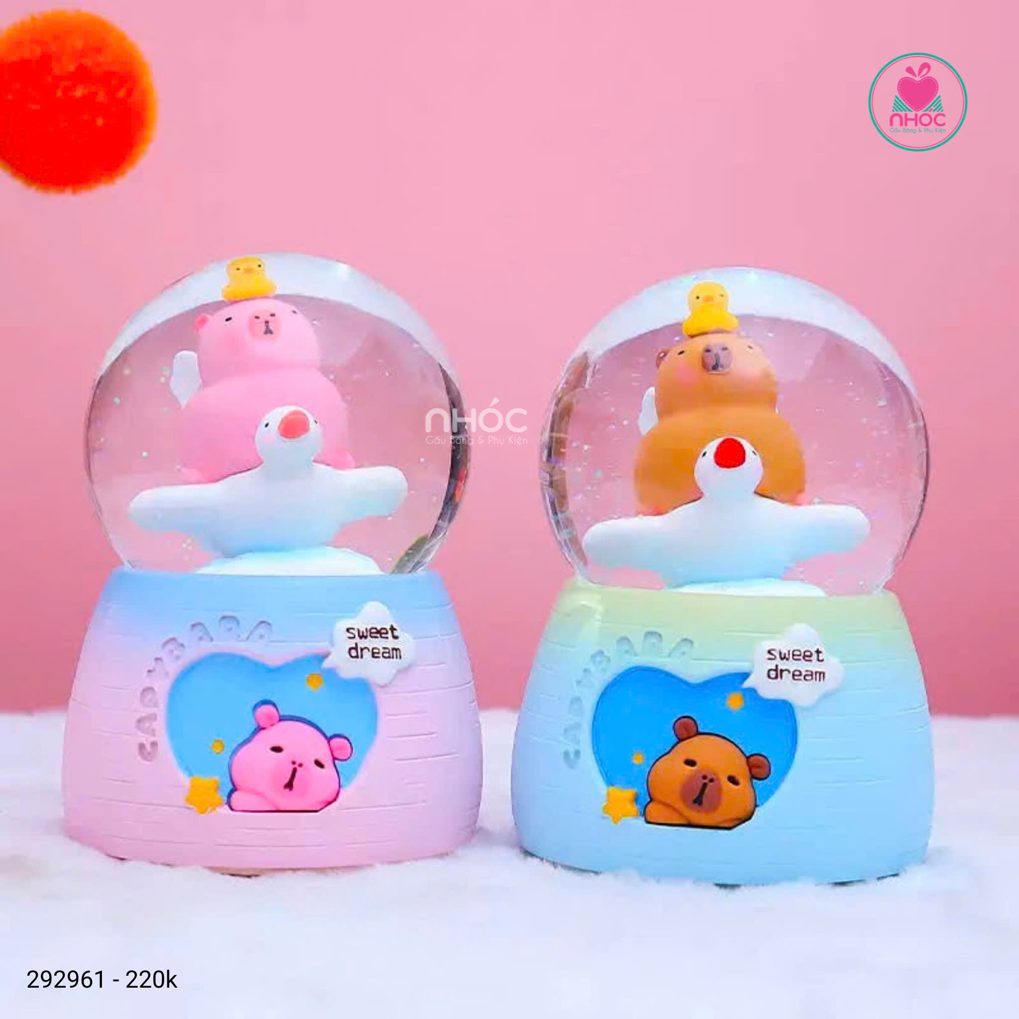 Cầu tuyết đế Capybara nhạc đèn - Capybara cưỡi vịt - 15220