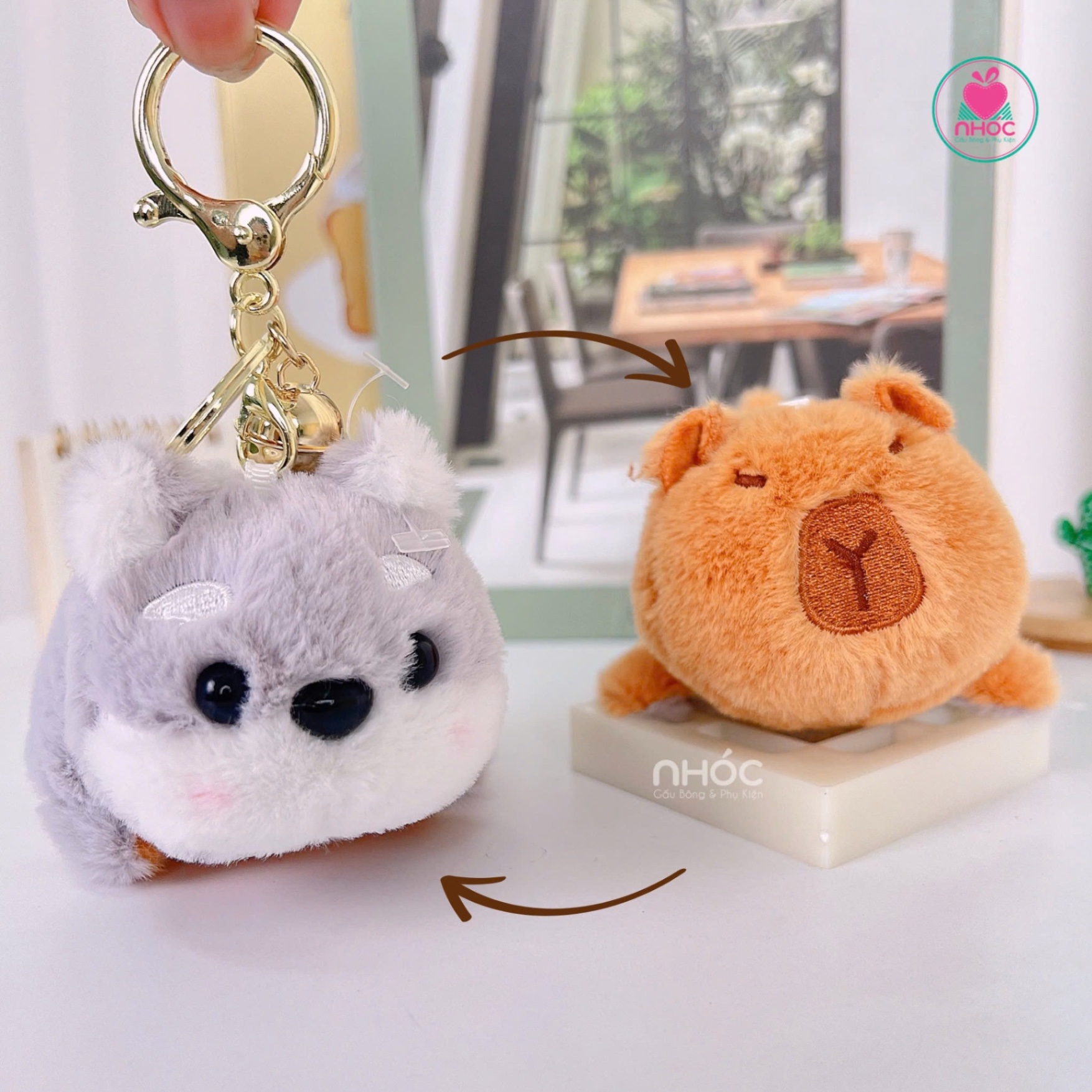 Móc khoá bông biến hình - Husky Capybara - 9501