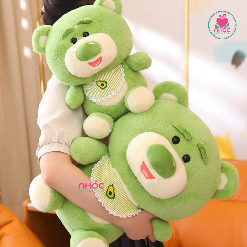 Thú bông Gấu Toy Story đeo yếm lông xù ngồi TC - Xanh lá - 40280